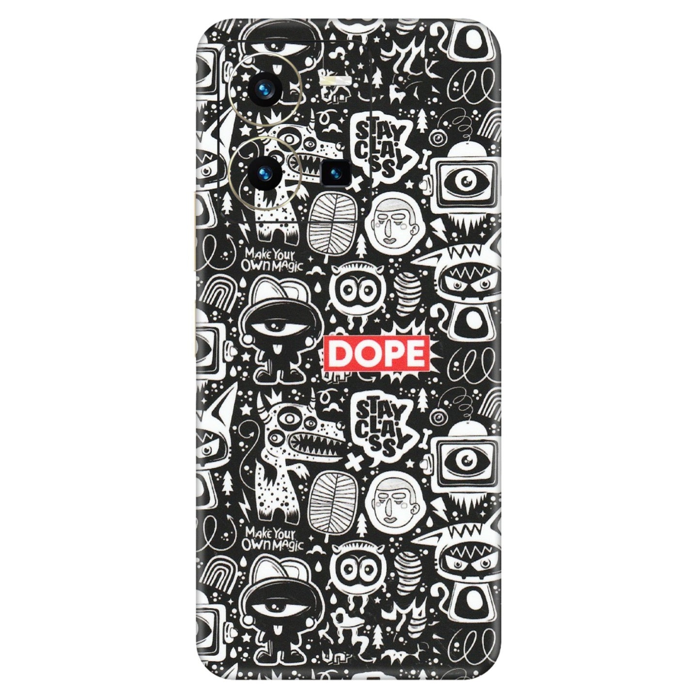 VIVO Y Series Phone Skins (All Models) - Dope Stay Classy Black Doodles - Matte Finish (M-126) Vivo Y35 2022