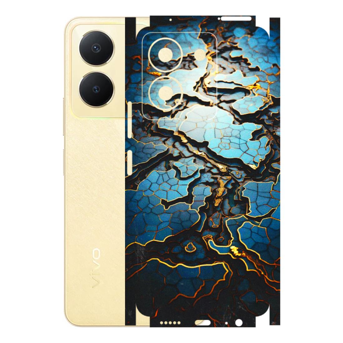 VIVO Y Series Phone Skins (All Models) - Blue Gold Abstract - 3D Embossed Finish (L-11) Vivo Y36
