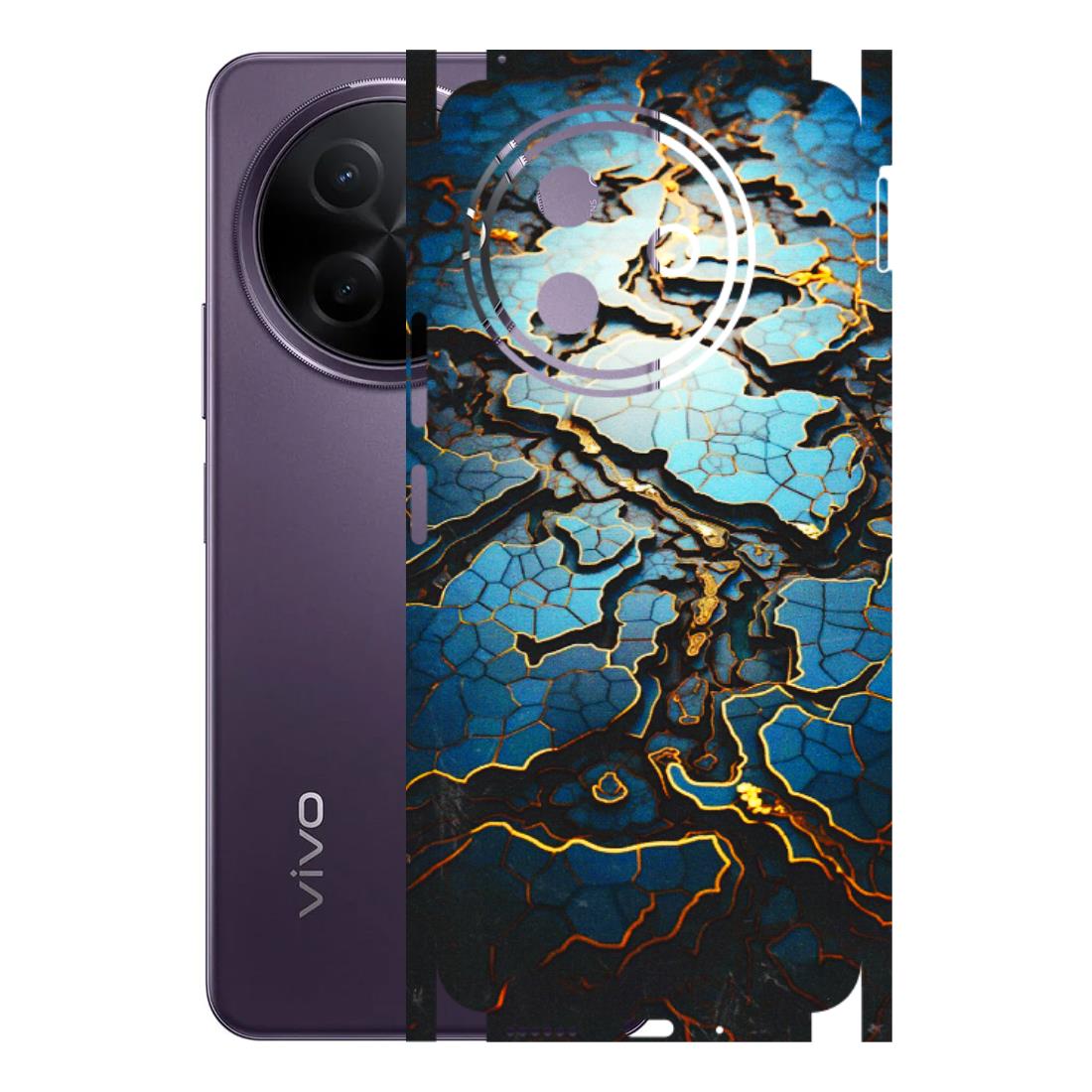 VIVO Y Series Phone Skins (All Models) - Blue Gold Abstract - 3D Embossed Finish (L-11) Vivo Y39 5G
