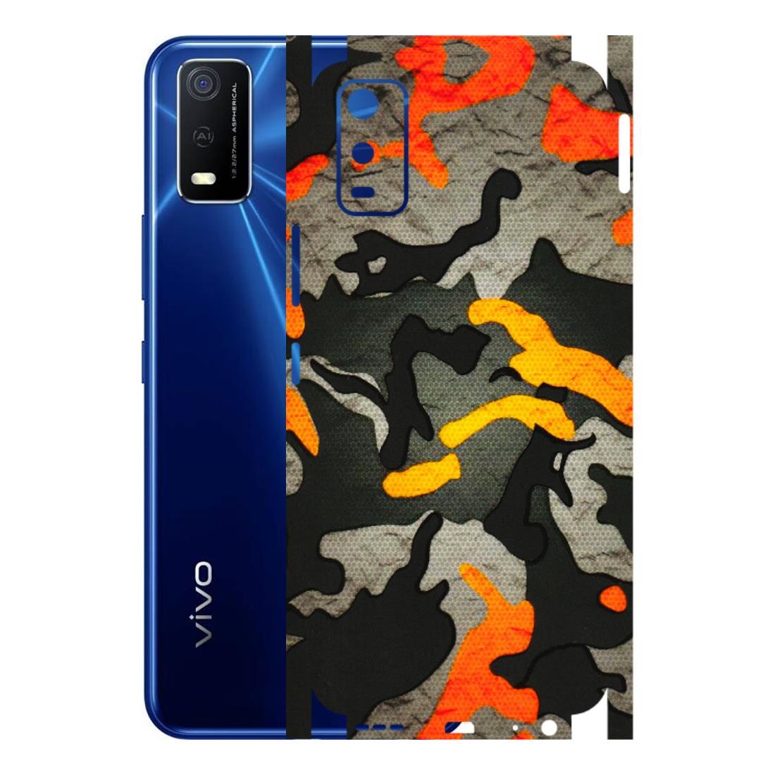 VIVO Y Series Phone Skins (All Models) - Orange Camouflage - 3D Embossed Finish (L-204) Vivo Y3S