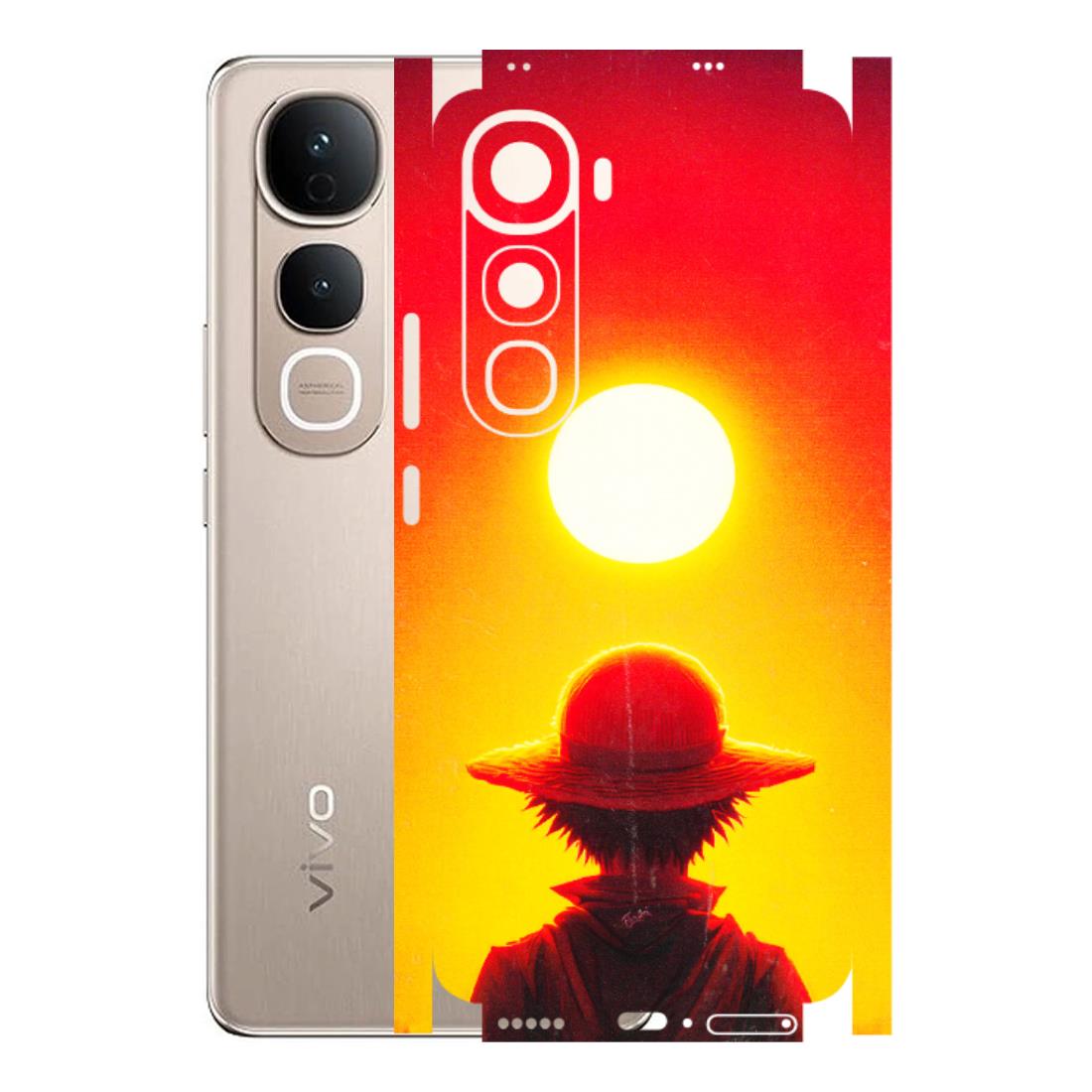 VIVO Y Series Phone Skins (All Models) - Cool Sunset With Monkey D.Luffy Anime - 3D Embossed Finish (L-329) Vivo Y400 5G