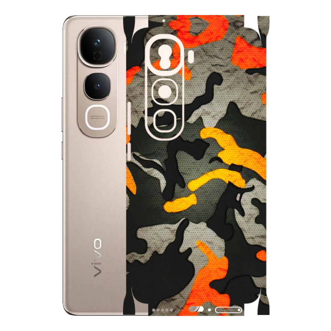 VIVO Y Series Phone Skins (All Models) - Orange Camouflage - 3D Embossed Finish (L-204) Vivo Y400 Pro 5G