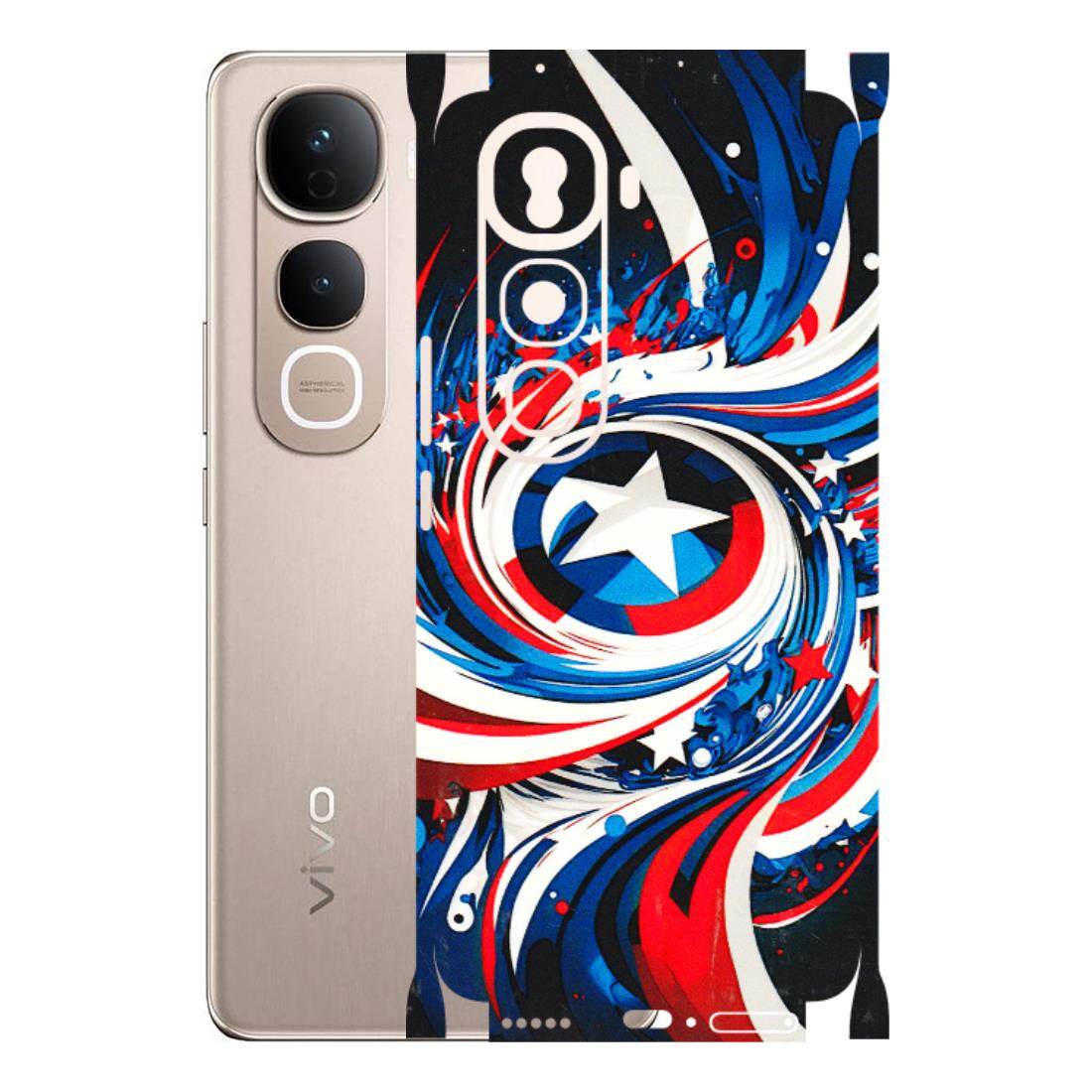 VIVO Y Series Phone Skins (All Models) - Captain America Logo - 3D Embossed Finish (L-307) Vivo Y400 Pro 5G