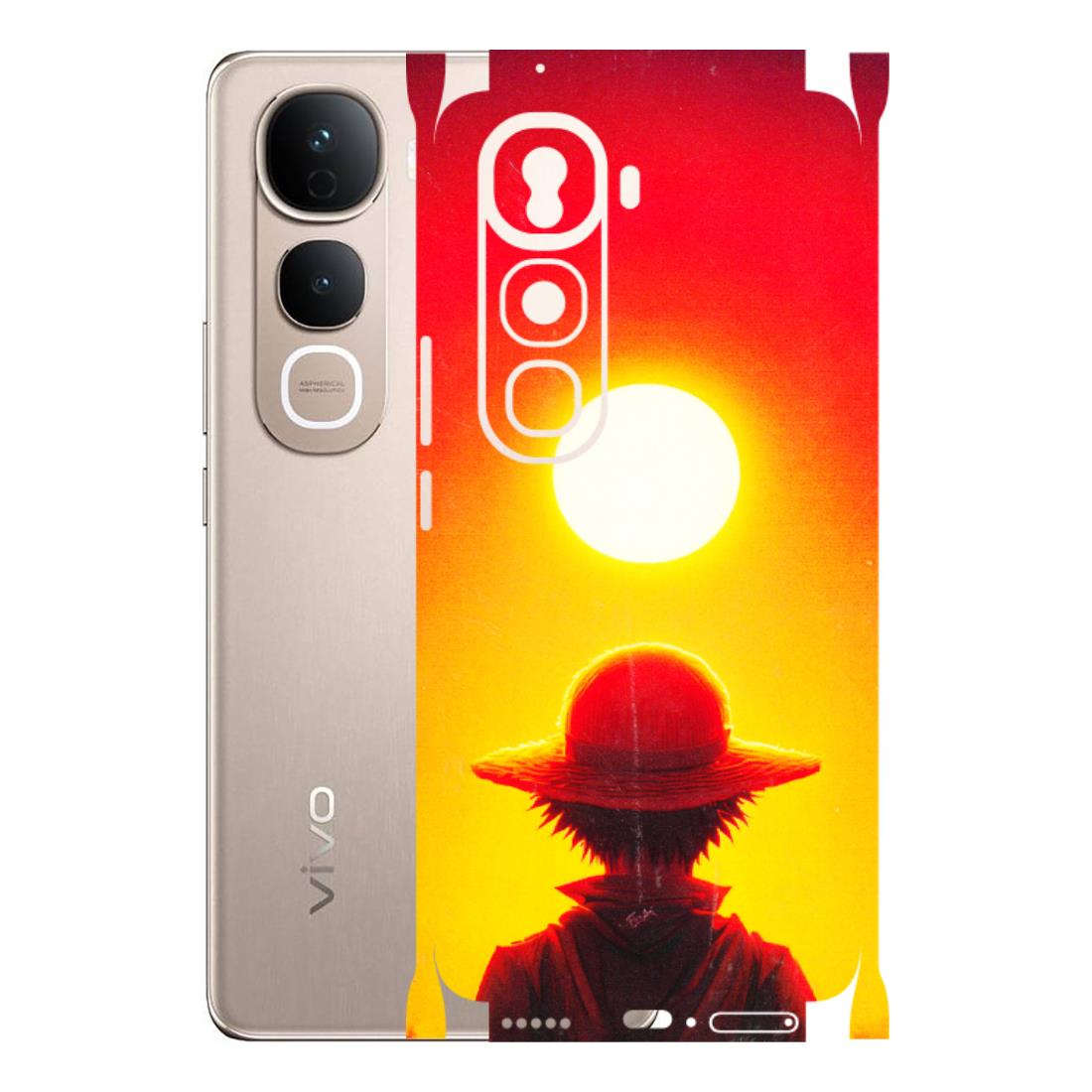 VIVO Y Series Phone Skins (All Models) - Cool Sunset With Monkey D.Luffy Anime - 3D Embossed Finish (L-329) Vivo Y400 Pro 5G