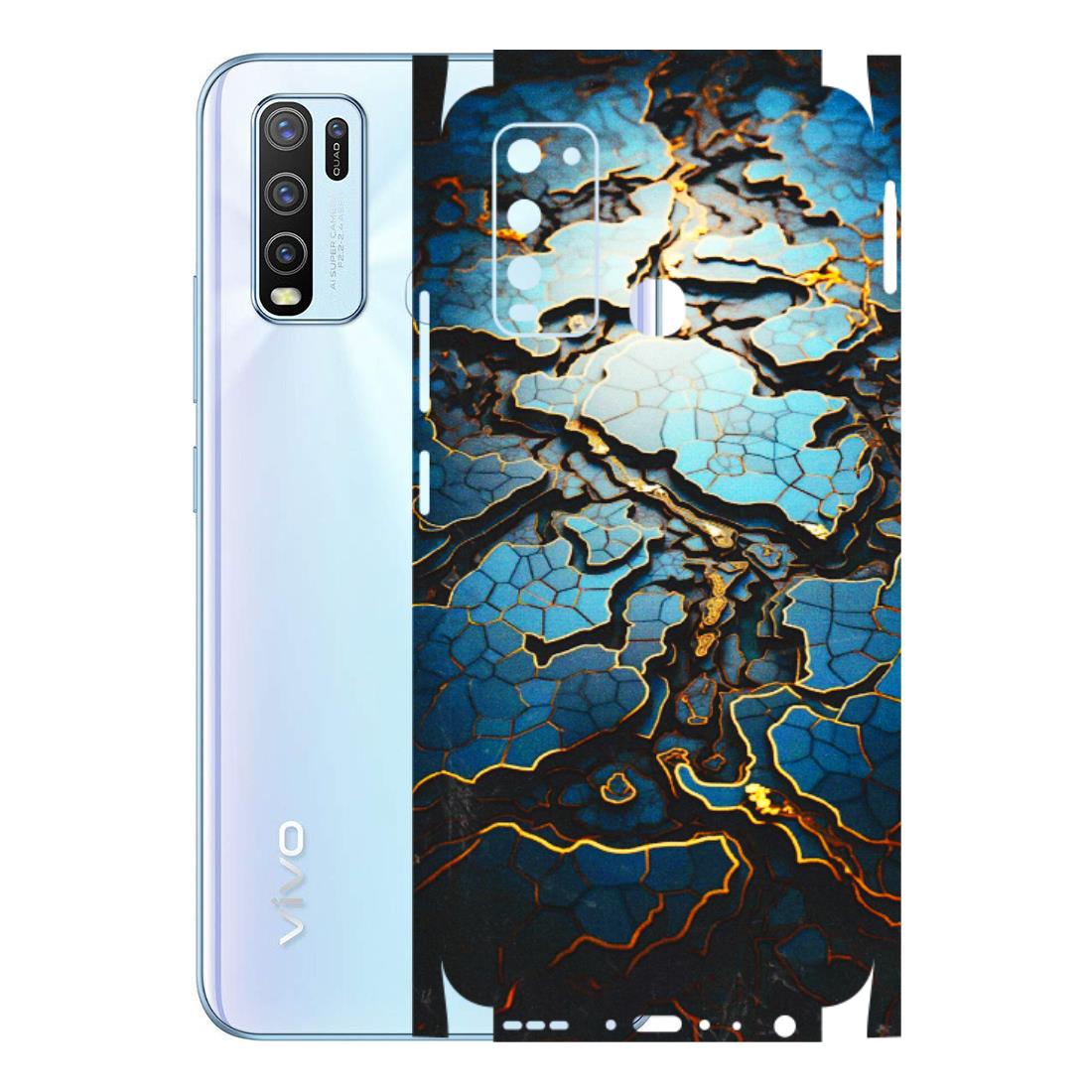 VIVO Y Series Phone Skins (All Models) - Blue Gold Abstract - 3D Embossed Finish (L-11) Vivo Y50