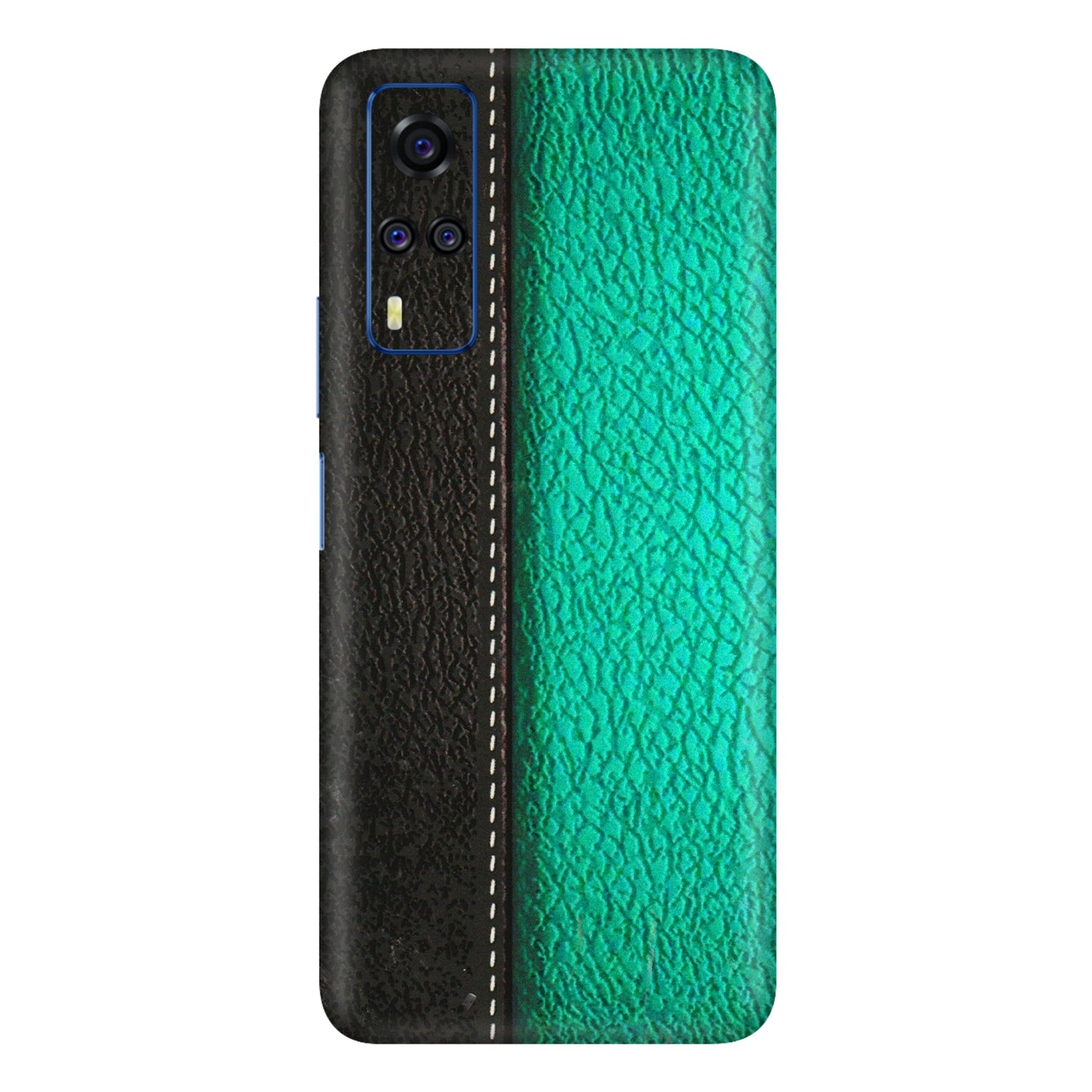 VIVO Y Series Phone Skins (All Models) - Black Green Dual Leather Stich - 3D Embossed Finish (L-233) Vivo Y51