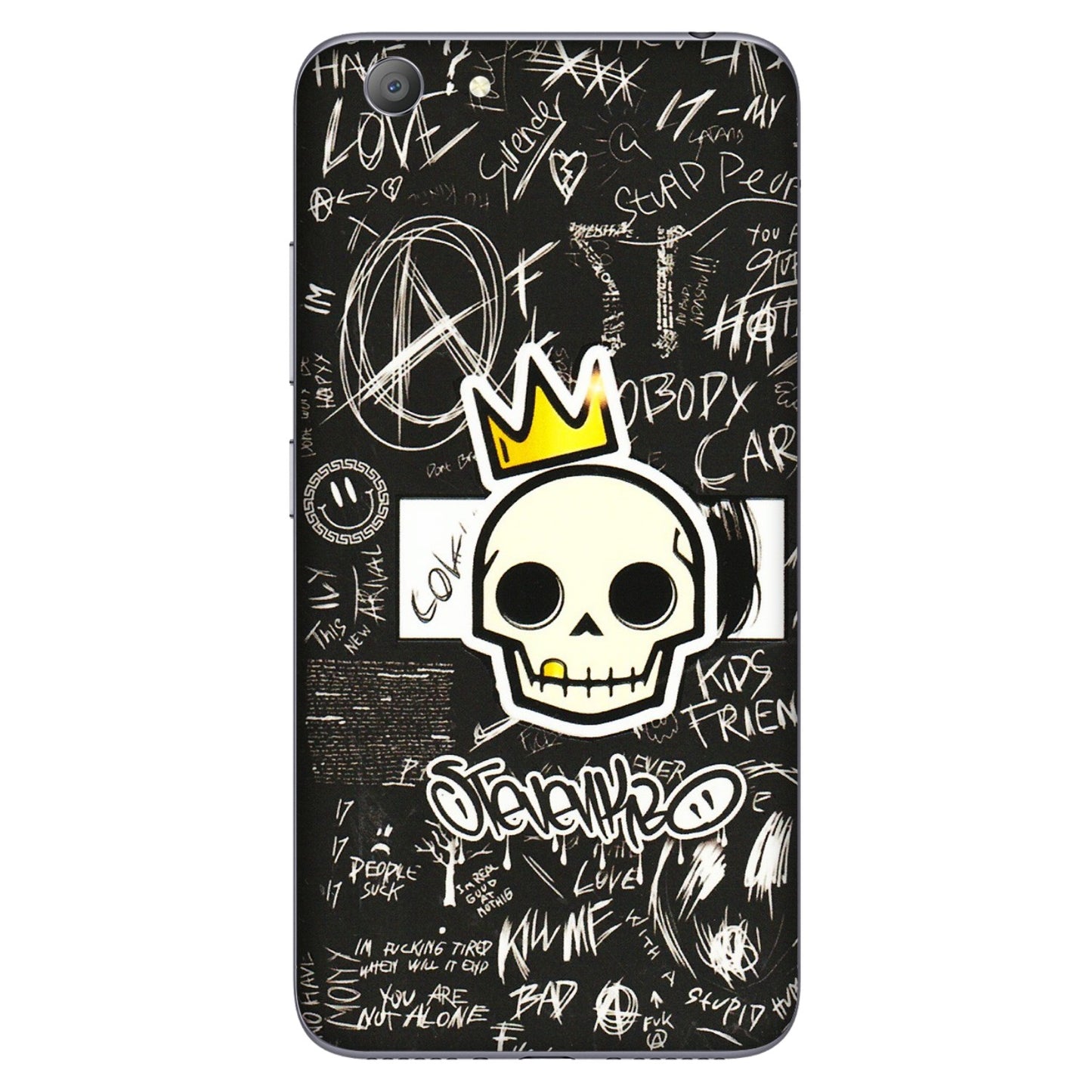 VIVO Y Series Phone Skins (All Models) - Funny Skull Black Chalk Grafitti - 3D Embossed Finish (L-22) Vivo Y53