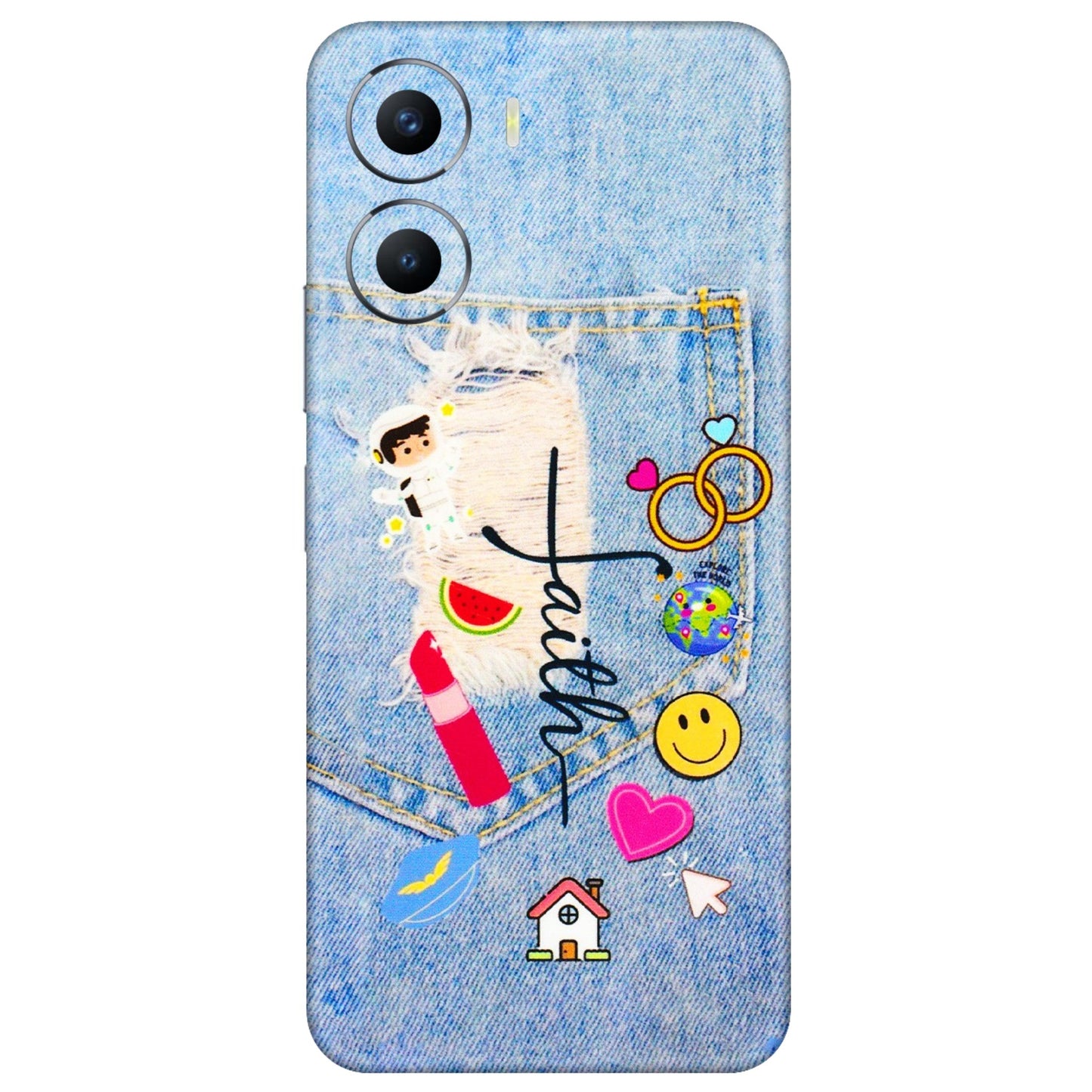 VIVO Y Series Phone Skins (All Models) - Denim Jeans Pocket - 3D Embossed Finish (L-134) Vivo Y56 (5G)
