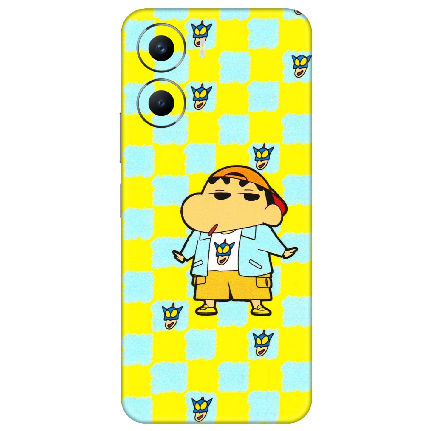 VIVO Y Series Phone Skins (All Models) - Yellow Blue Shinchan Cute - 3D Embossed Finish (L-221) Vivo Y56 (5G)