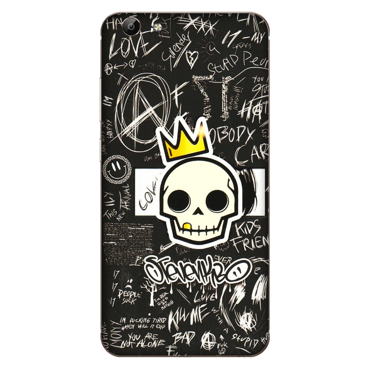 VIVO Y Series Phone Skins (All Models) - Funny Skull Black Chalk Grafitti - 3D Embossed Finish (L-22) Vivo Y69