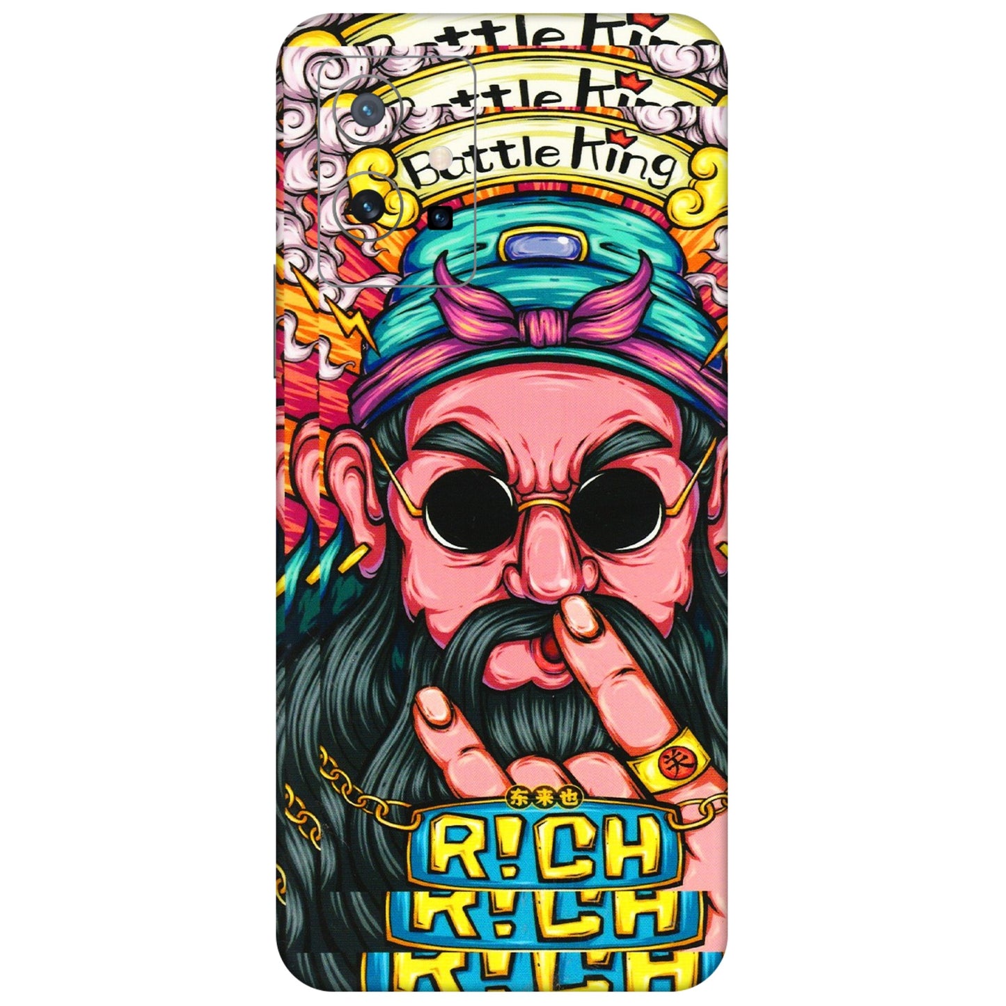VIVO Y Series Phone Skins (All Models) - Battle King Dude Face - 3D Embossed Finish (L-178) Vivo Y75 (5G)