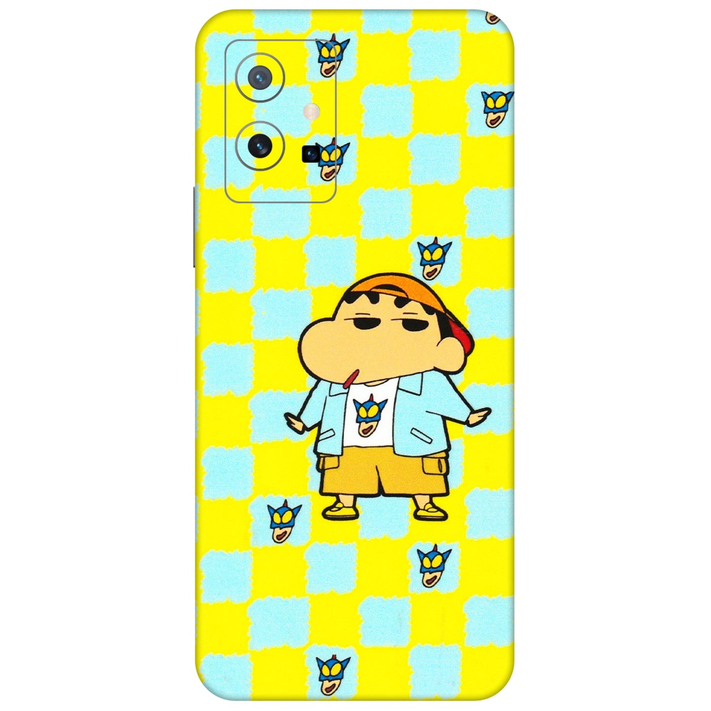 VIVO Y Series Phone Skins (All Models) - Yellow Blue Shinchan Cute - 3D Embossed Finish (L-221) Vivo Y75 (5G)