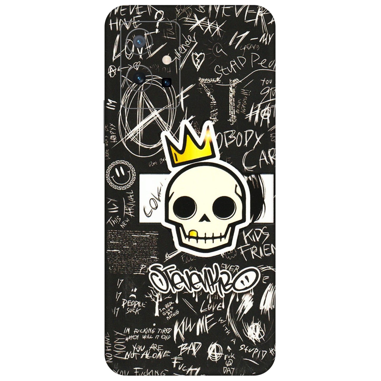 VIVO Y Series Phone Skins (All Models) - Funny Skull Black Chalk Grafitti - 3D Embossed Finish (L-22) Vivo Y75 (5G)