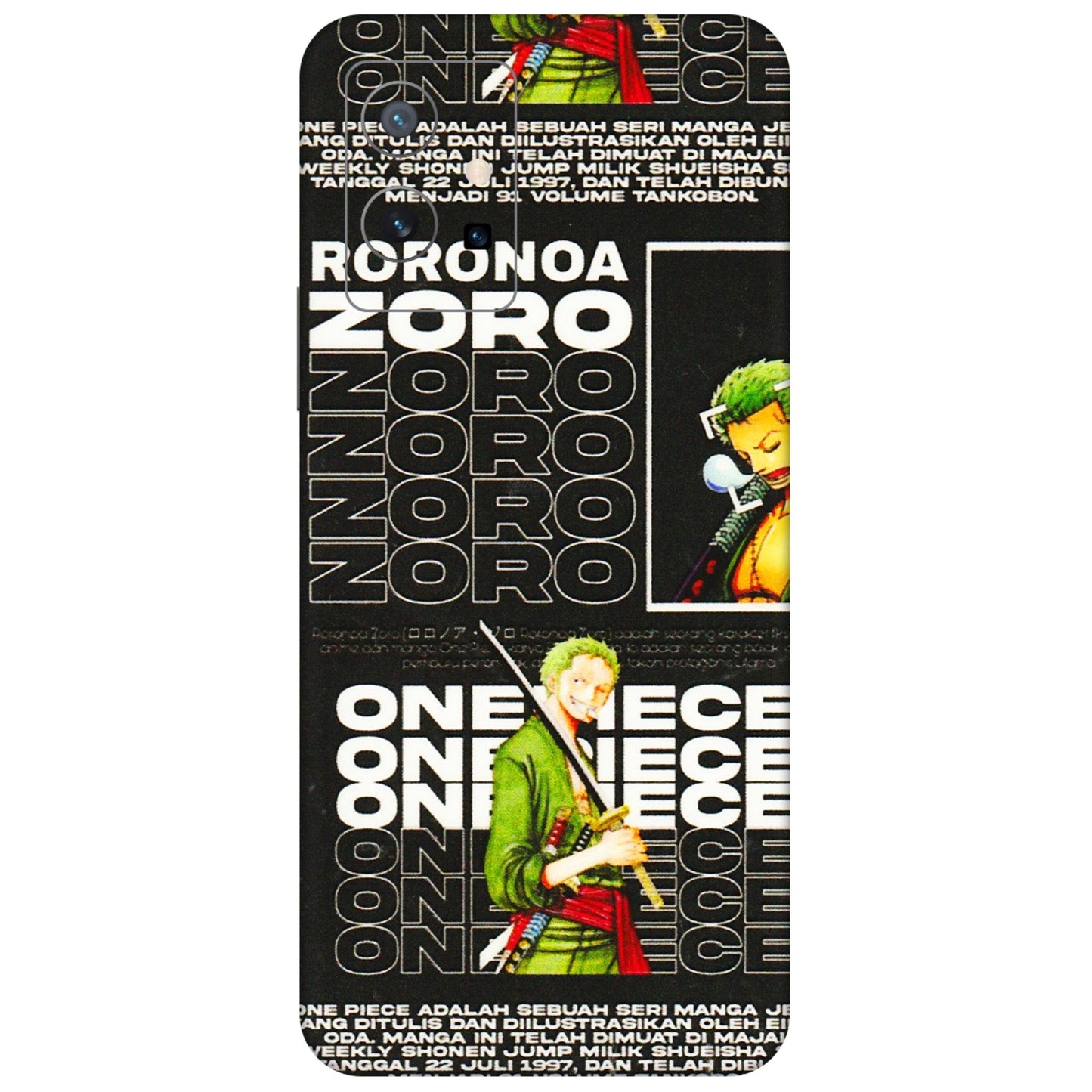 VIVO Y Series Phone Skins (All Models) - One Piece Zoro - 3D Embossed Finish (L-250) Vivo Y75 (5G)