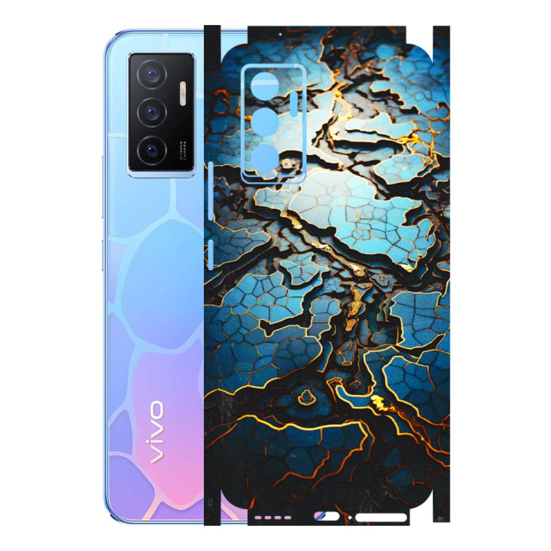 VIVO Y Series Phone Skins (All Models) - Blue Gold Abstract - 3D Embossed Finish (L-11) Vivo Y75