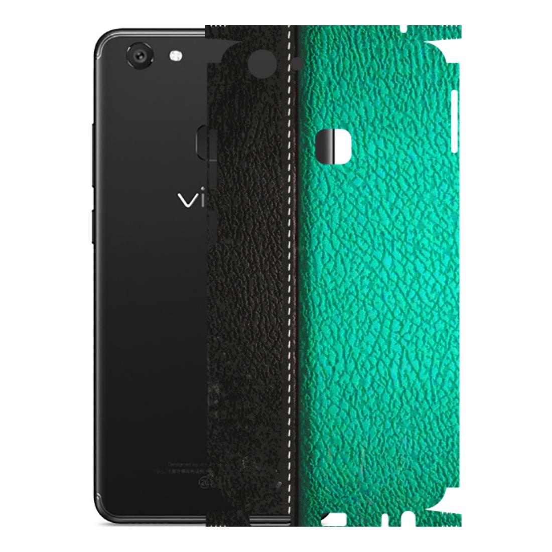 VIVO Y Series Phone Skins (All Models) - Black Green Dual Leather Stich - 3D Embossed Finish (L-233) Vivo Y79