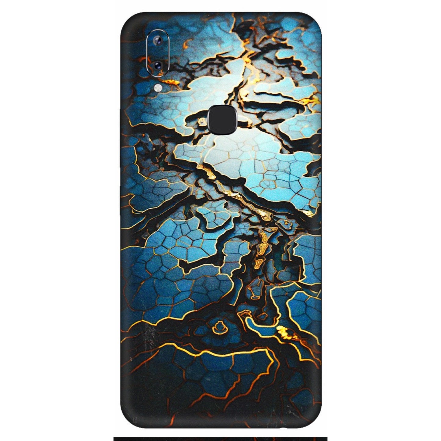 VIVO Y Series Phone Skins (All Models) - Blue Gold Abstract - 3D Embossed Finish (L-11) Vivo Y83 Pro
