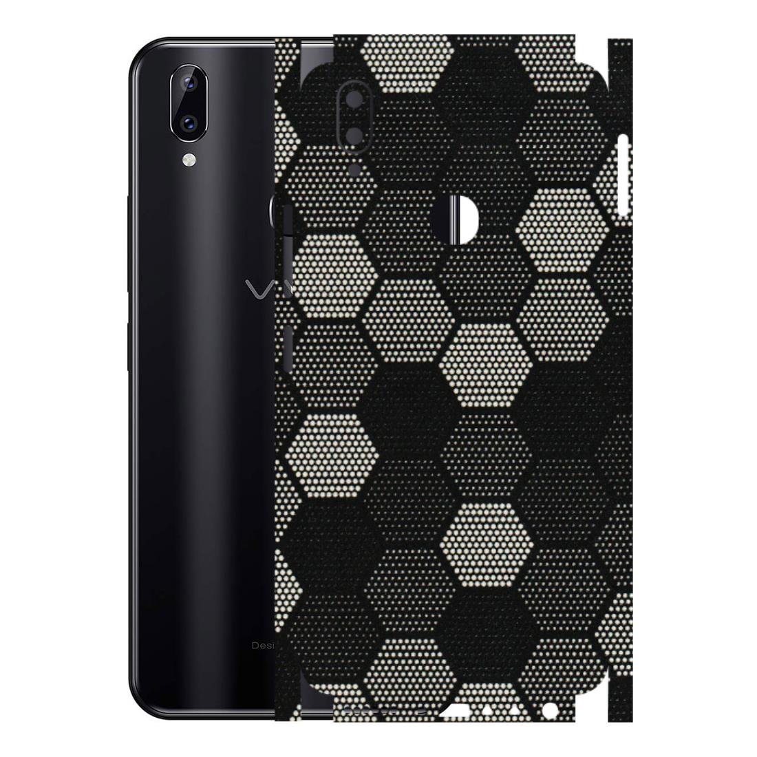 VIVO Y Series Phone Skins (All Models) - Black & White Dotted Honeycomb Texture - 3D Embossed Finish (L-202) Vivo Y83 Pro