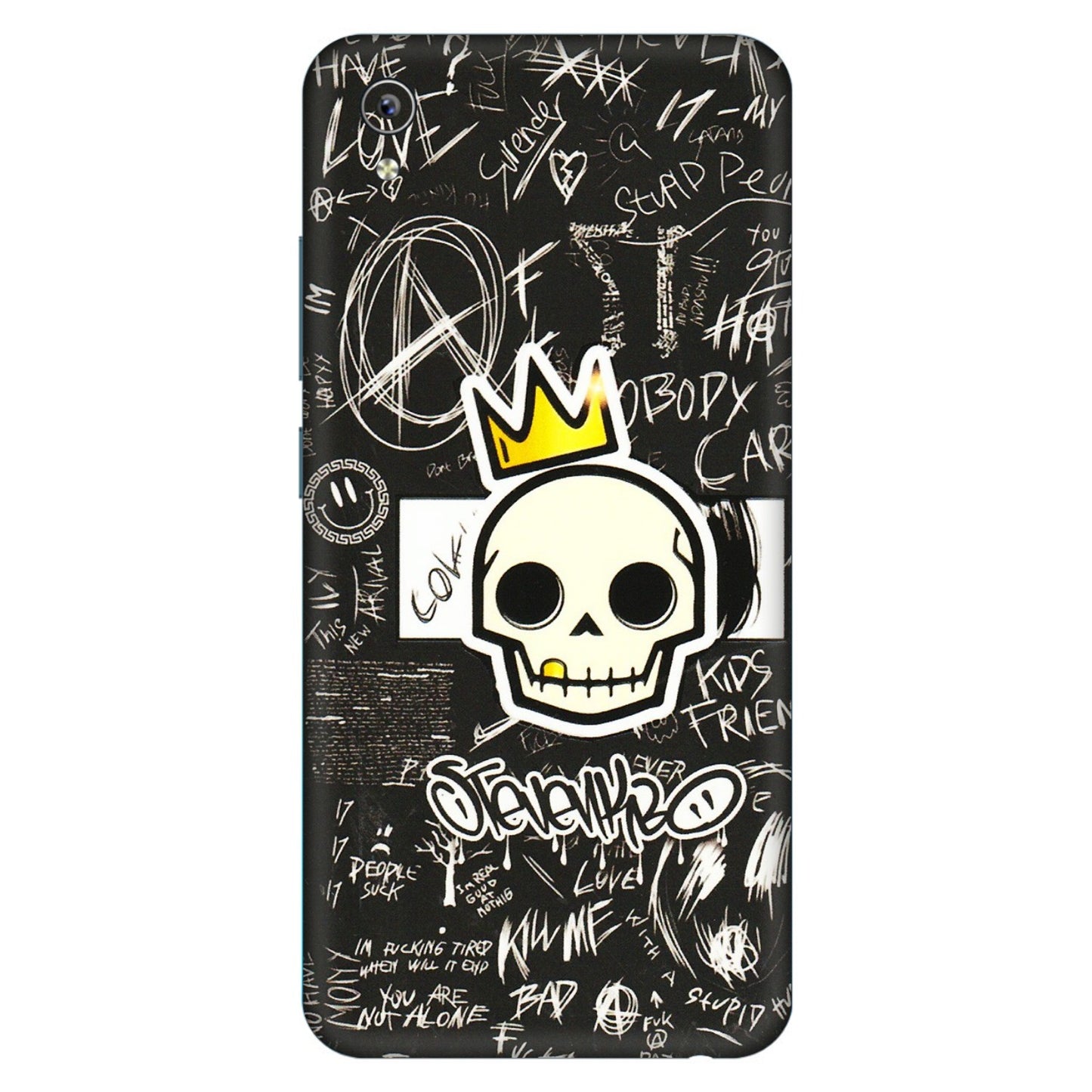 VIVO Y Series Phone Skins (All Models) - Funny Skull Black Chalk Grafitti - 3D Embossed Finish (L-22) Vivo Y91i