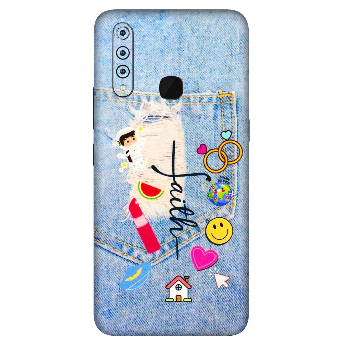 VIVO Z/V/X/T/U/S Series Phone Skins (All Models) - Denim Jeans Pocket - 3D Embossed Finish (L-134) Vivo Z1 Pro