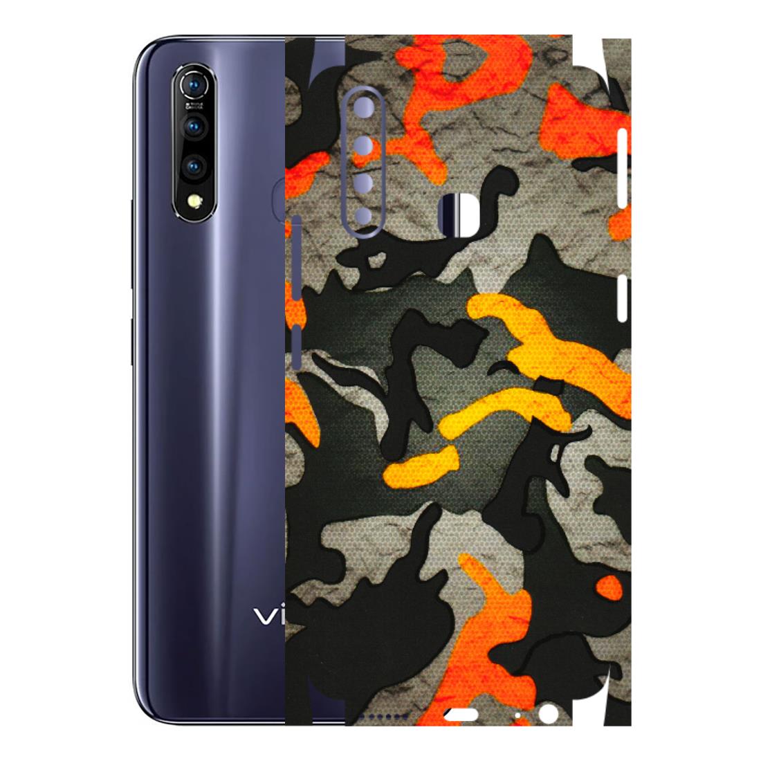 VIVO Z/V/X/T/U/S Series Phone Skins (All Models) - Orange Camouflage - 3D Embossed Finish (L-204) Vivo Z1 Pro