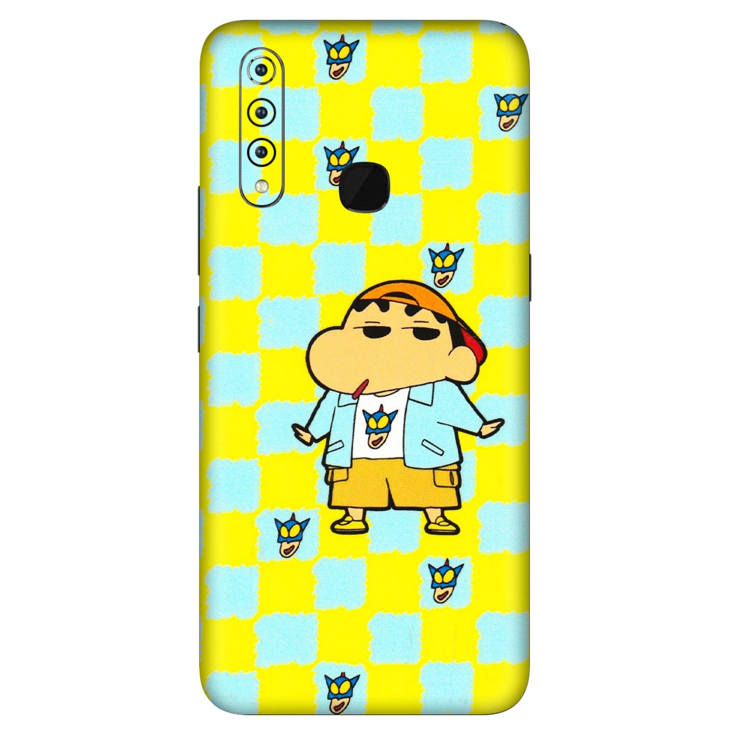 VIVO Z/V/X/T/U/S Series Phone Skins (All Models) - Yellow Blue Shinchan Cute - 3D Embossed Finish (L-221) Vivo Z1 Pro