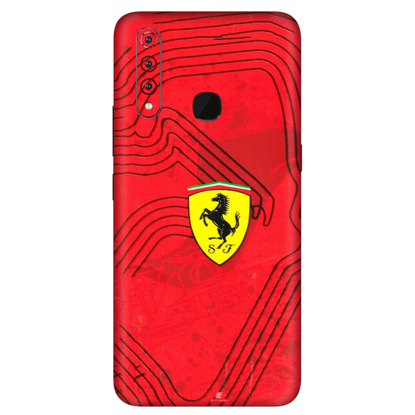 VIVO Z/V/X/T/U/S Series Phone Skins (All Models) - Red Ferrari Logo Stylish - 3D Embossed Finish (L-238) Vivo Z1 Pro