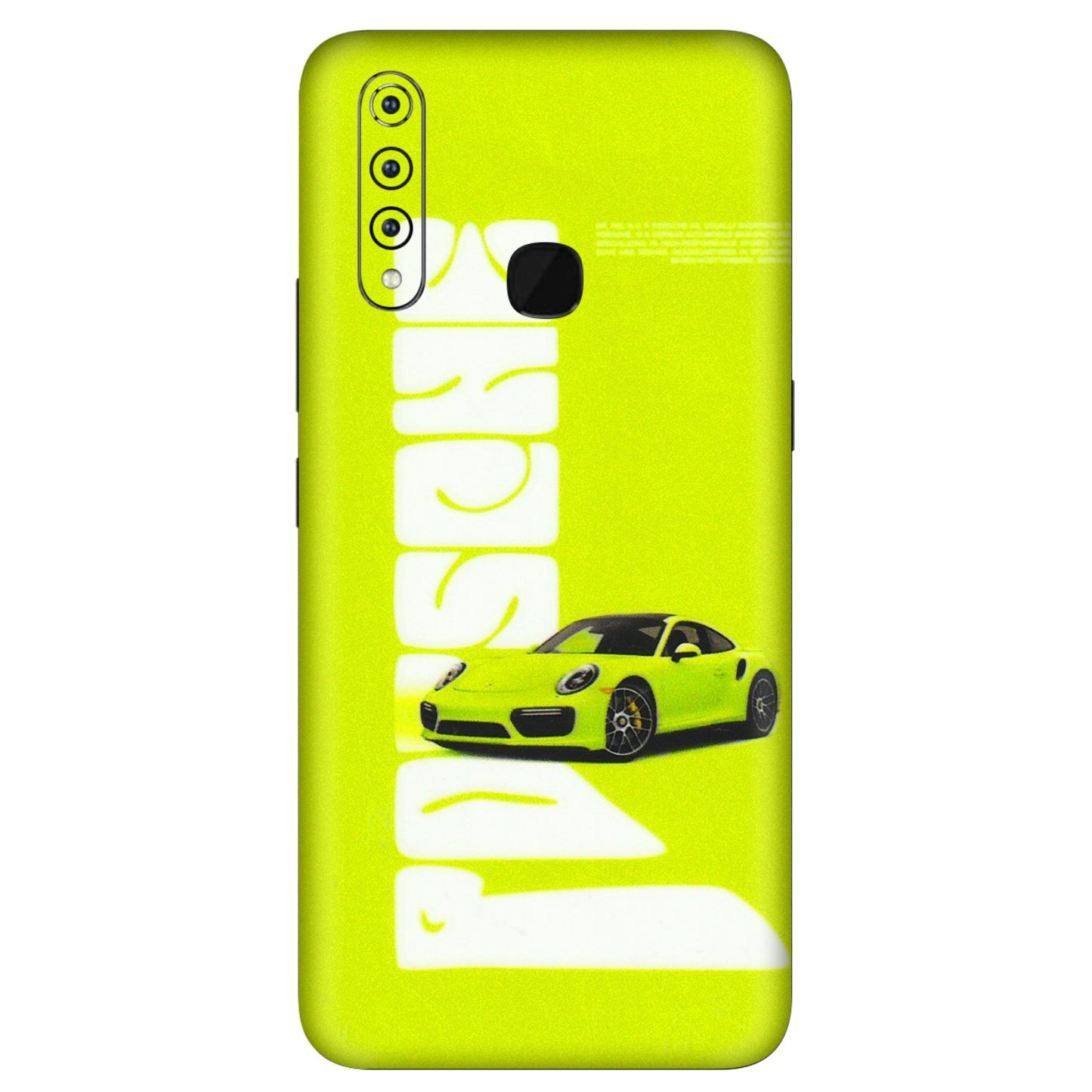 VIVO Z/V/X/T/U/S Series Phone Skins (All Models) - Lime Green Porche - 3D Embossed Finish (L-30) Vivo Z1 Pro