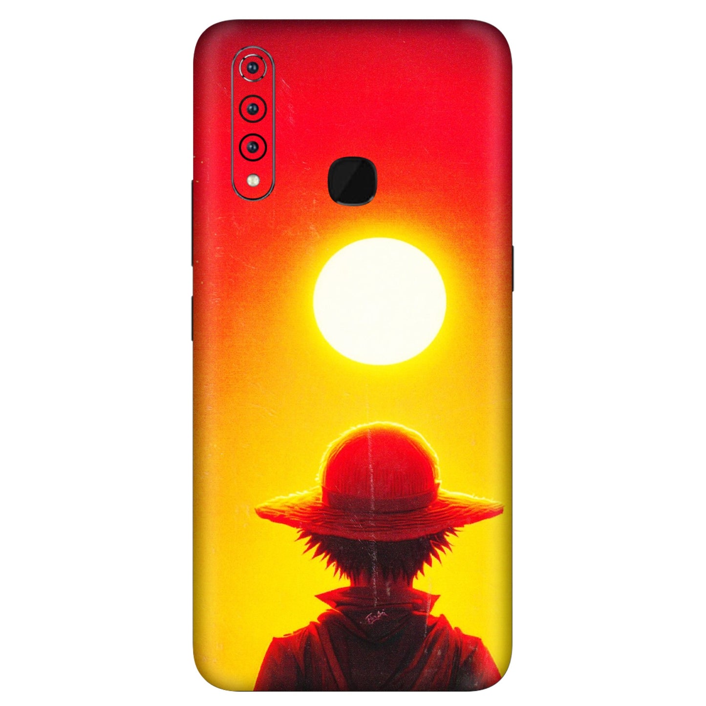 VIVO Z/V/X/T/U/S Series Phone Skins (All Models) - Cool Sunset With Monkey D.Luffy Anime - 3D Embossed Finish (L-329) Vivo Z1 Pro