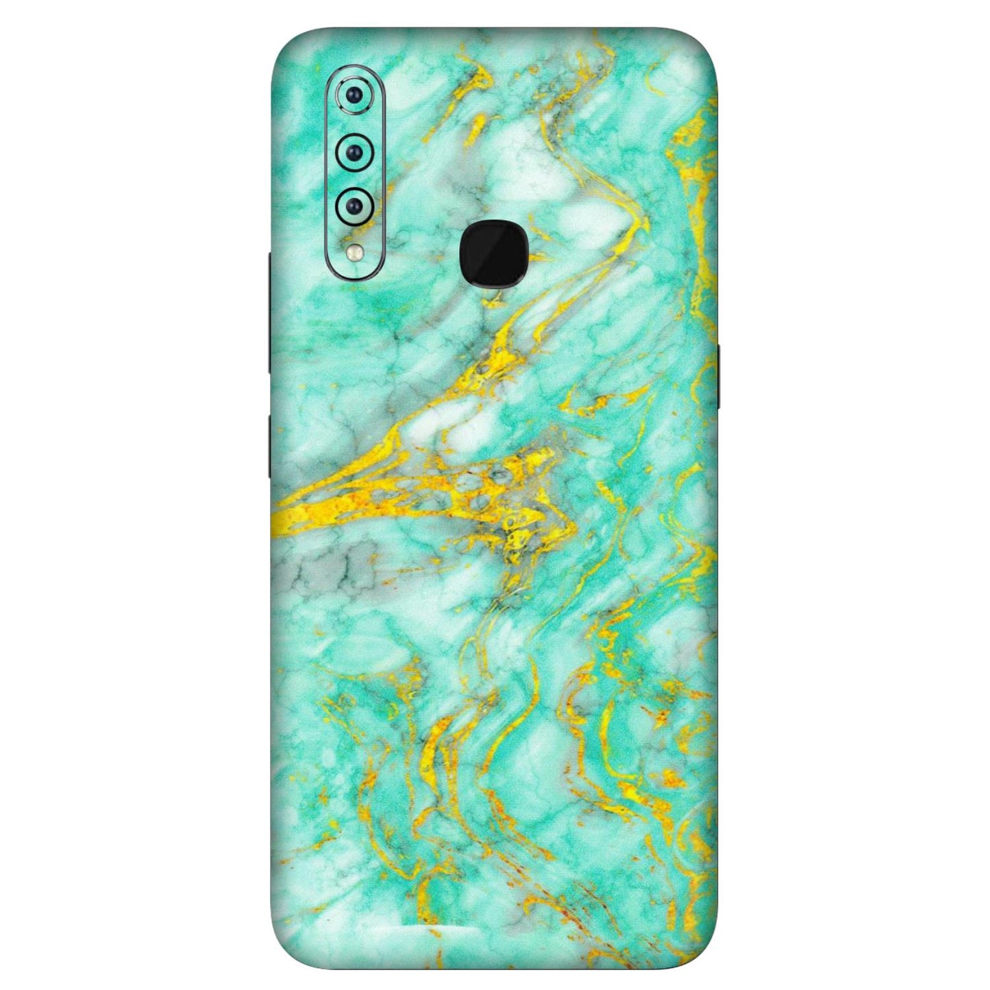 VIVO Z/V/X/T/U/S Series Phone Skins (All Models) - Green And Gold Marble Feel - Matte Finish (M-16) Vivo Z1 Pro