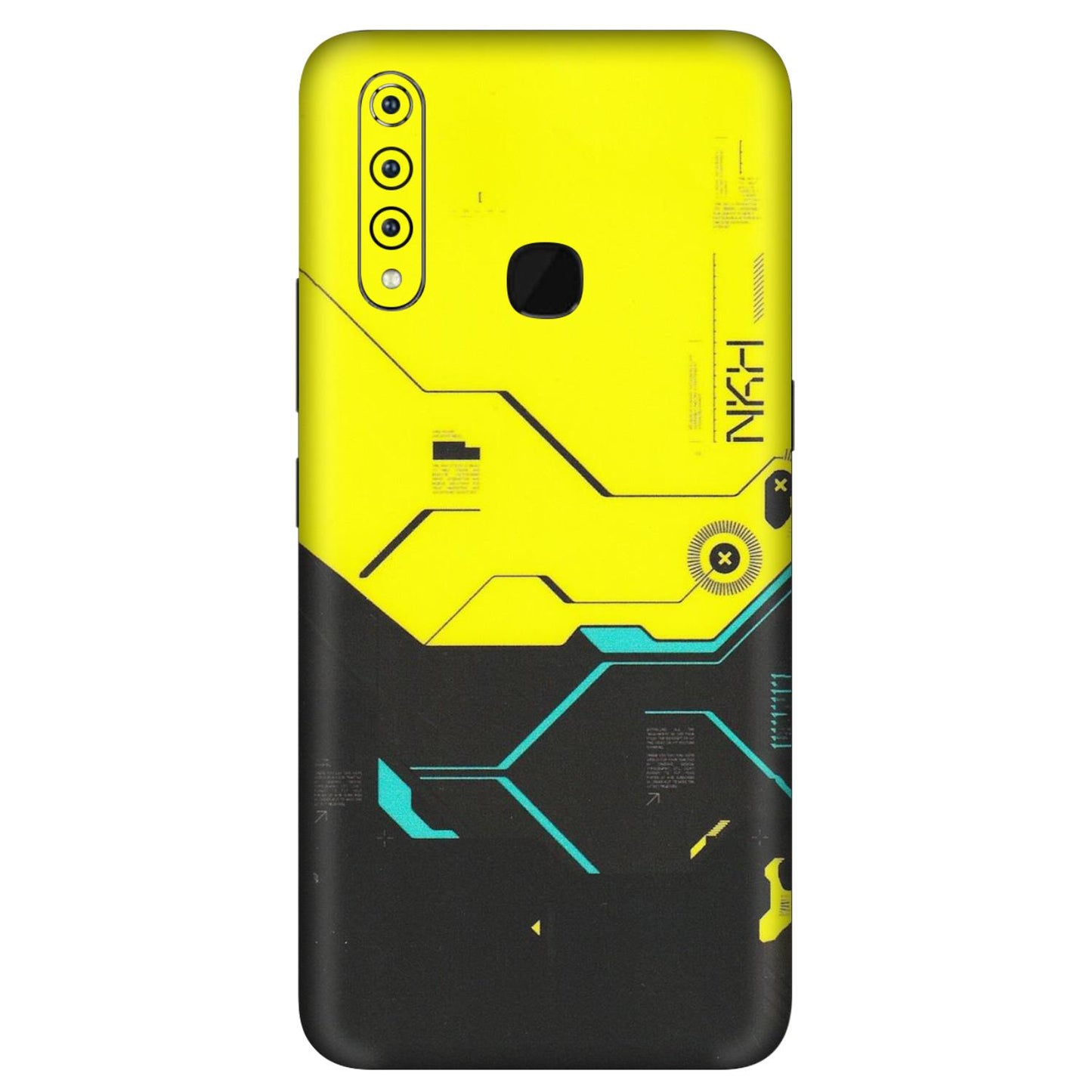 VIVO Z/V/X/T/U/S Series Phone Skins (All Models) - Black Yellow Technica - Matte Finish (M-53) Vivo Z1 Pro