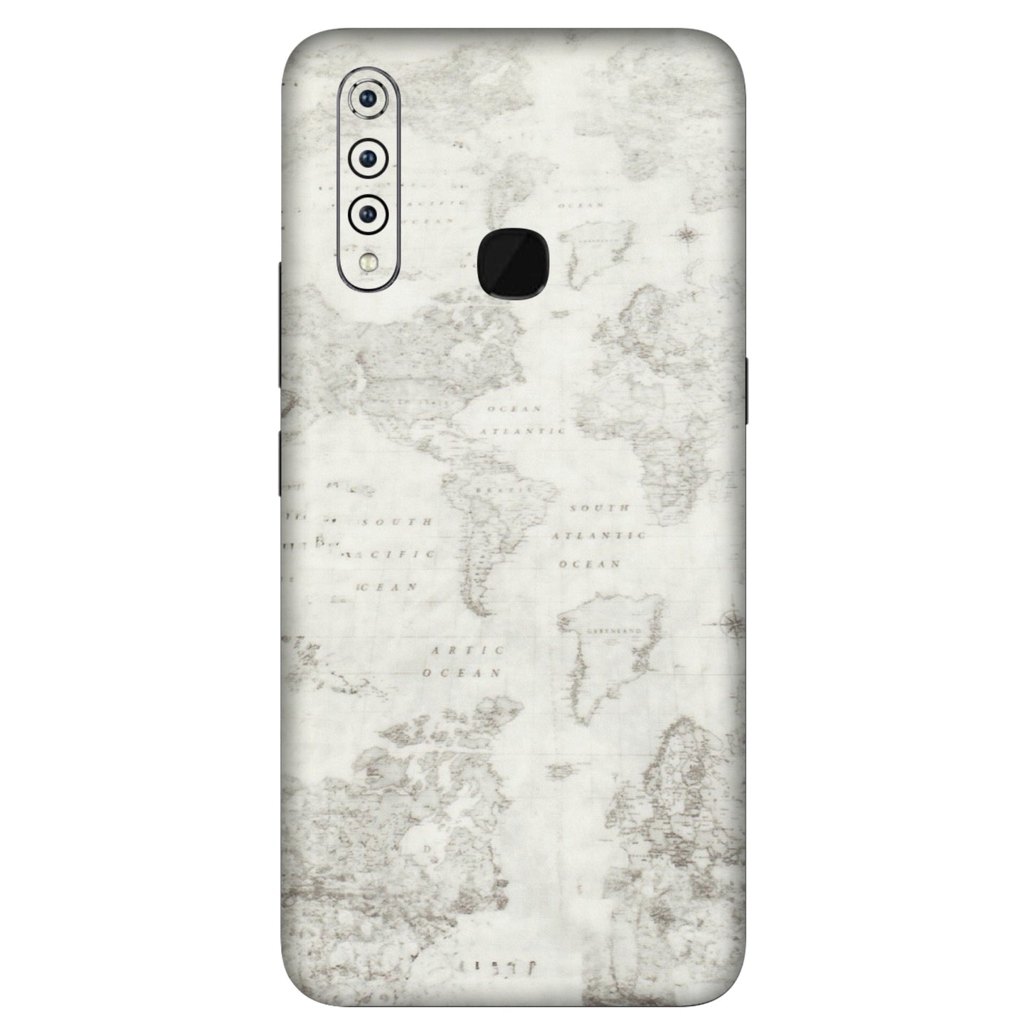 VIVO Z/V/X/T/U/S Series Phone Skins (All Models) - World Travel Map - Transparent Finish (T-04) Vivo Z1 Pro