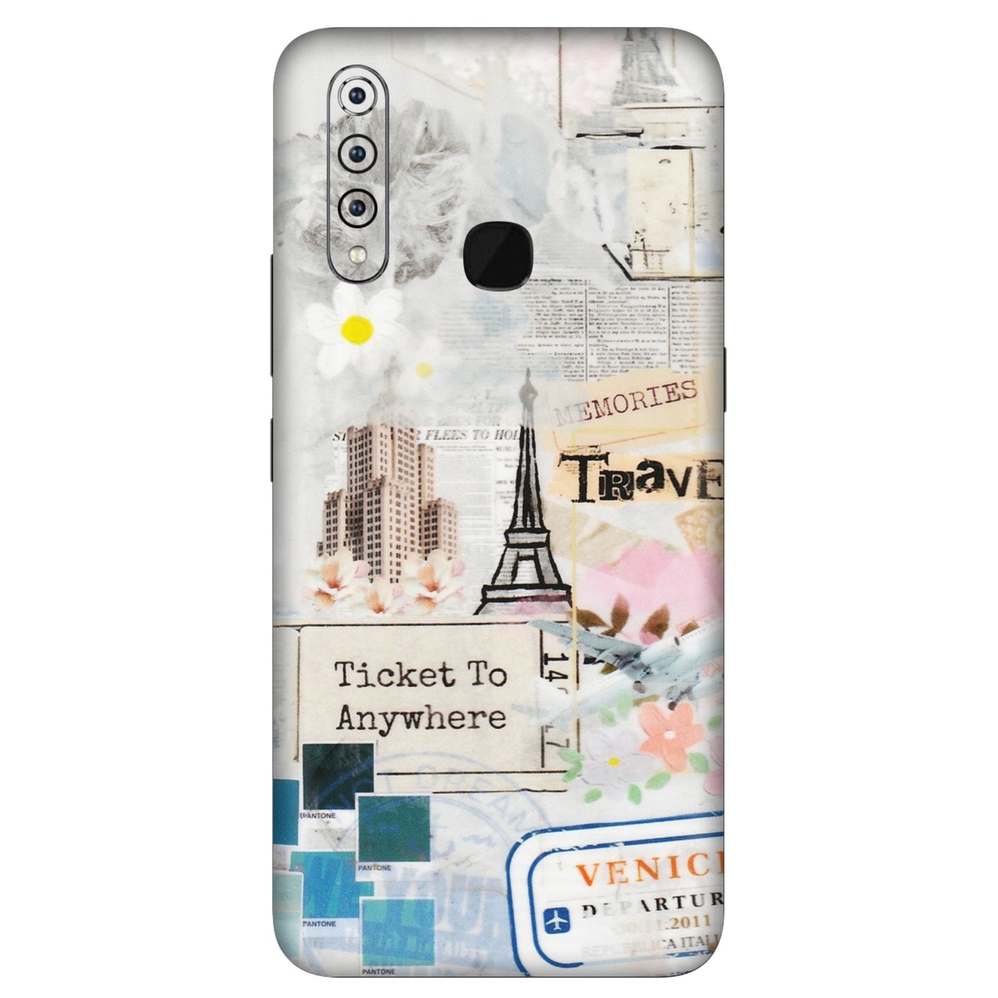 VIVO Z/V/X/T/U/S Series Phone Skins (All Models) - Travel Memories - Transparent Finish (T-09) Vivo Z1 Pro