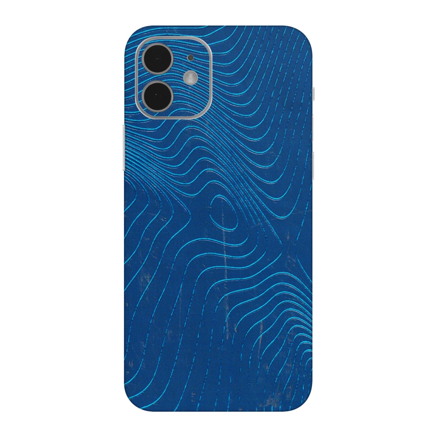 Apple iPhone Skins (All Models) - Abstract Blue Line Map - 3D Embossed Finish (L-272) iPhone 12