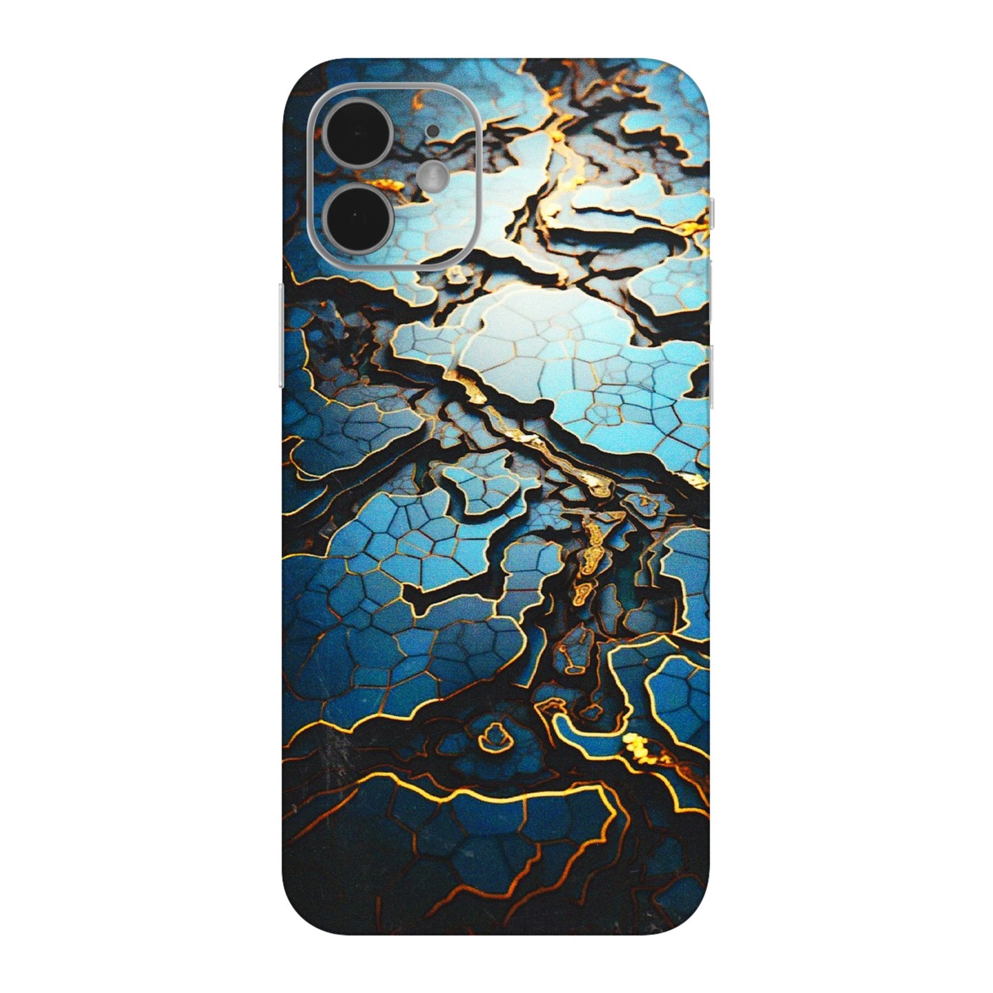 Apple iPhone Skins (All Models) - Blue Gold Abstract - 3D Embossed Finish (L-11) iPhone 12 Mini