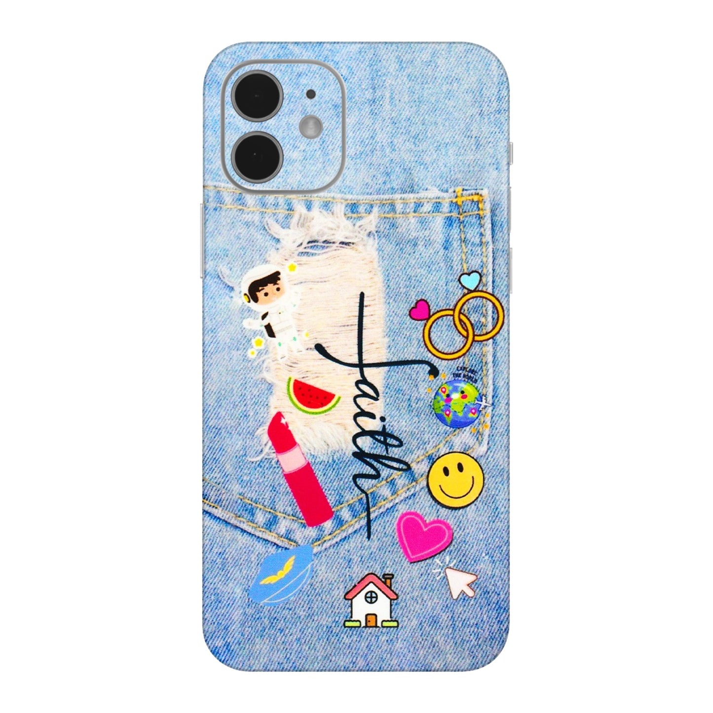 Apple iPhone Skins (All Models) - Denim Jeans Pocket - 3D Embossed Finish (L-134) iPhone 12 Mini