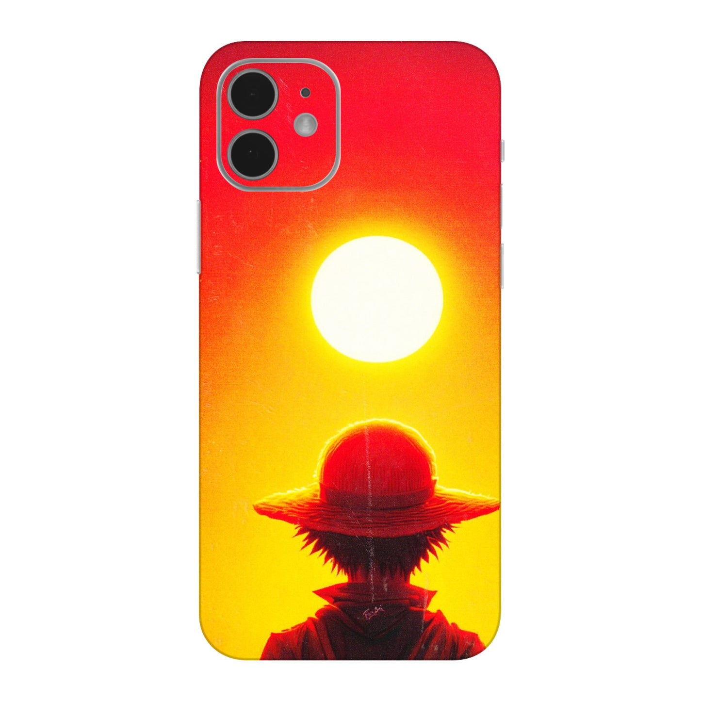 Apple iPhone Skins (All Models) - Cool Sunset With Monkey D.Luffy Anime - 3D Embossed Finish (L-329) iPhone 12 Mini