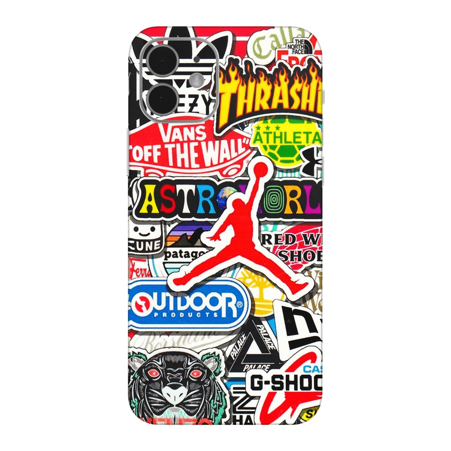 Apple iPhone Skins (All Models) - Multi Brands Sticker Graffiti - 3D Embossed Finish (L-37) iPhone 12 Mini