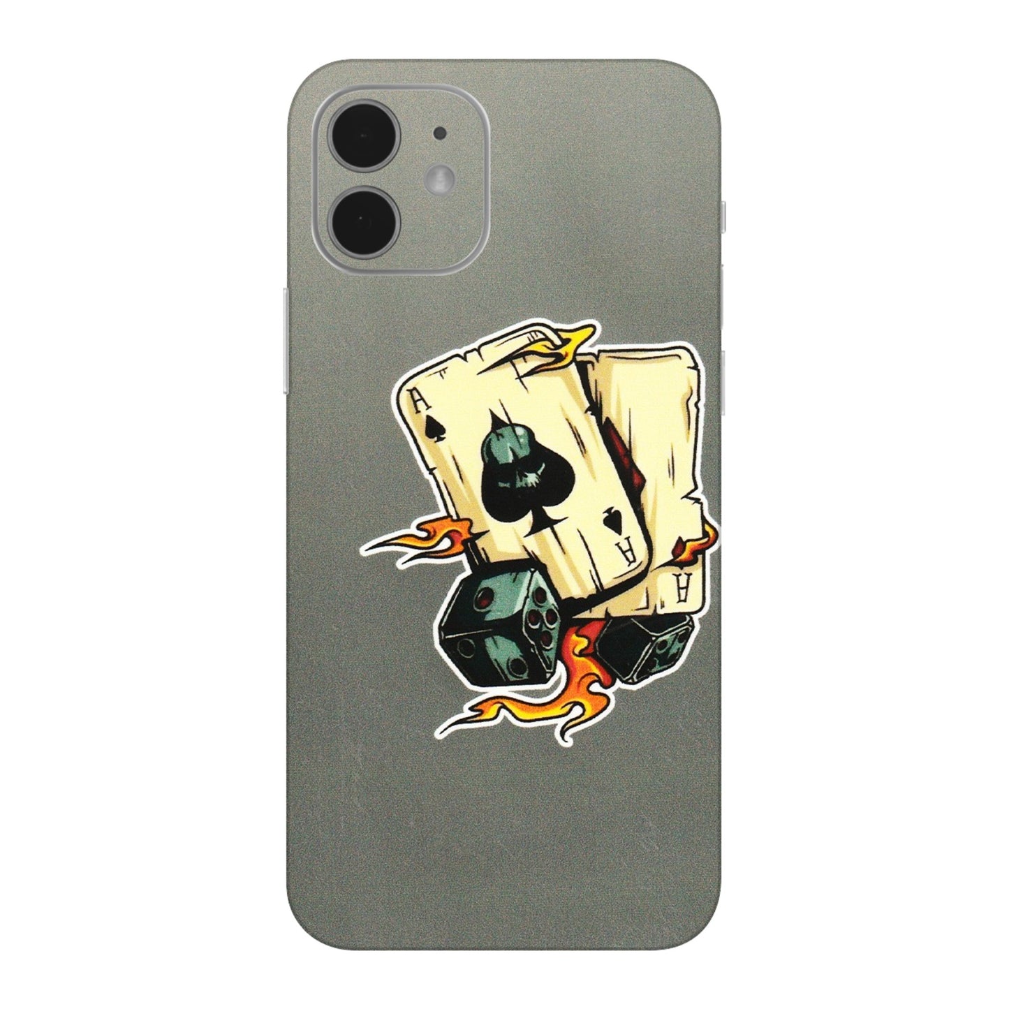 Apple iPhone Skins (All Models) - Grey Cards Of Ace - 3D Embossed Finish (L-77) iPhone 12 Mini