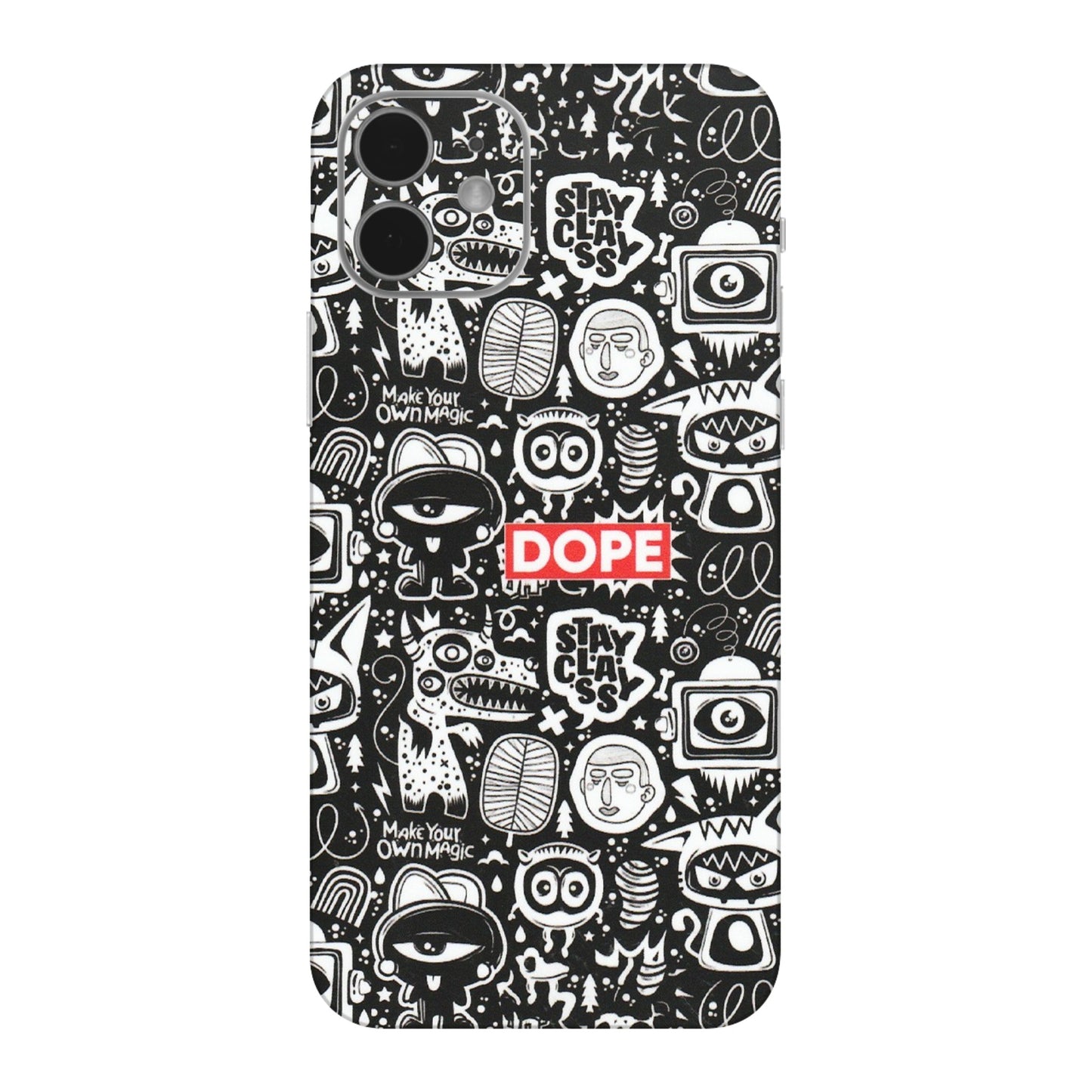 Apple iPhone Skins (All Models) - Dope Stay Classy Black Doodles - Matte Finish (M-126) iPhone 12 Mini