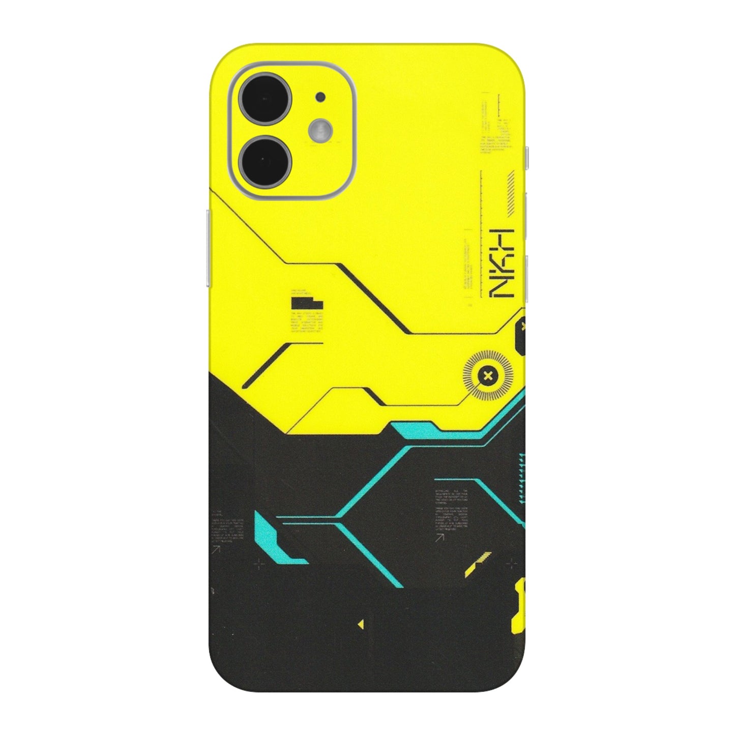 Apple iPhone Skins (All Models) - Black Yellow Technica - Matte Finish (M-53) iPhone 12 Mini