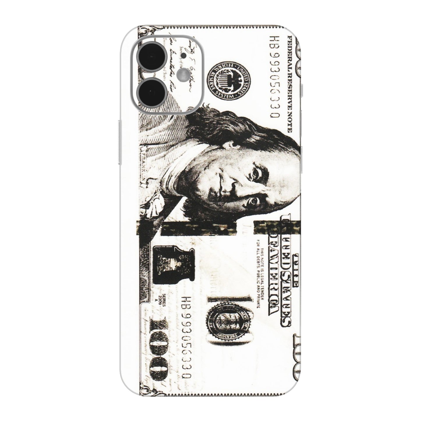 Apple iPhone Skins (All Models) - 100 Dollar Currency - Transparent Finish (T-01) iPhone 12 Mini
