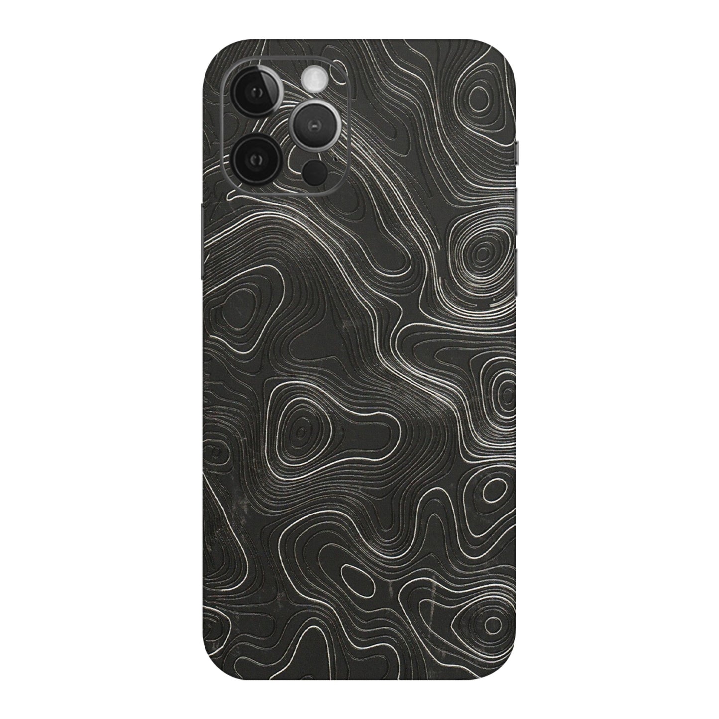 Apple iPhone Skins (All Models) - Abstract White Line Map - 3D Embossed Finish (L-269) iPhone 12 Pro