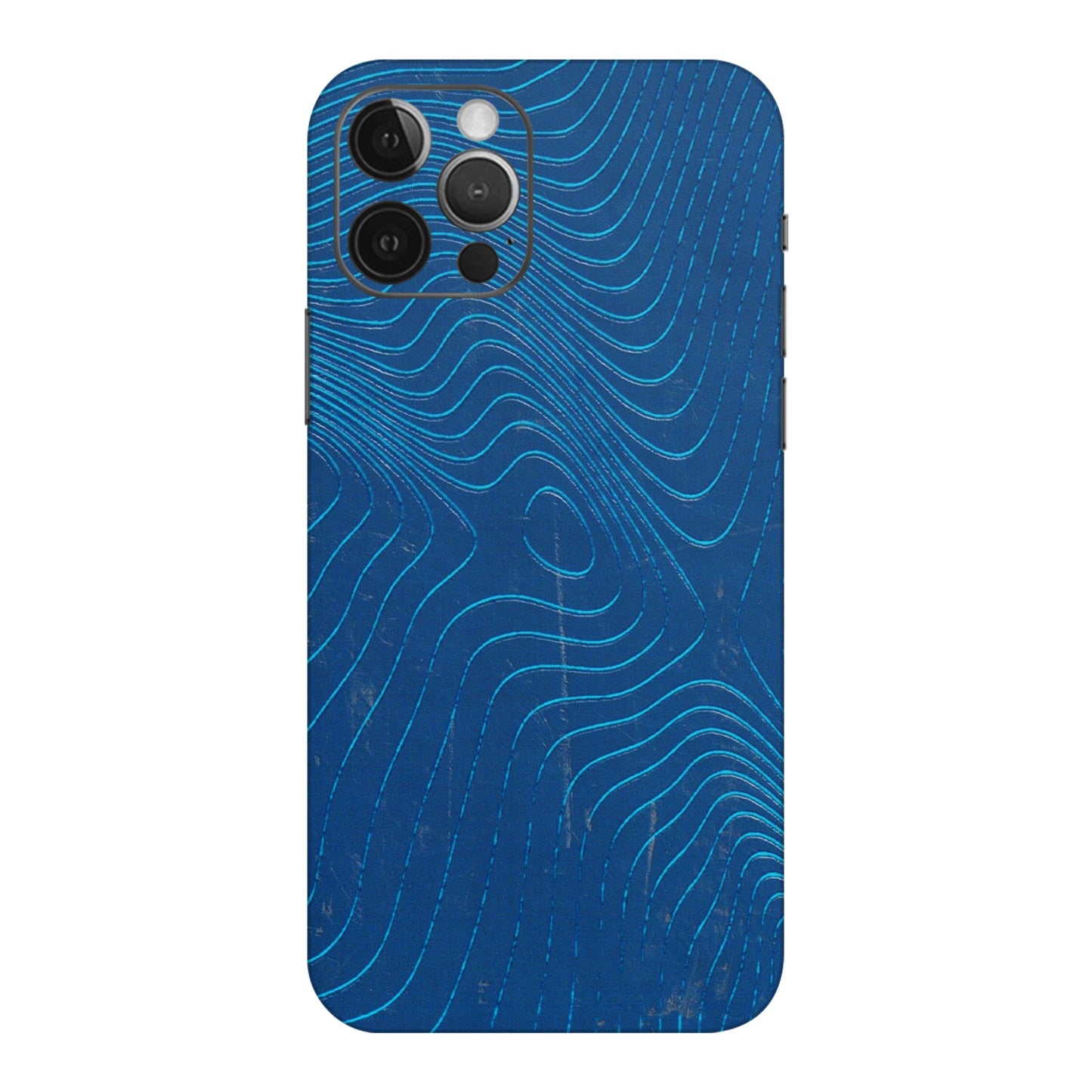 Apple iPhone Skins (All Models) - Abstract Blue Line Map - 3D Embossed Finish (L-272) iPhone 12 Pro