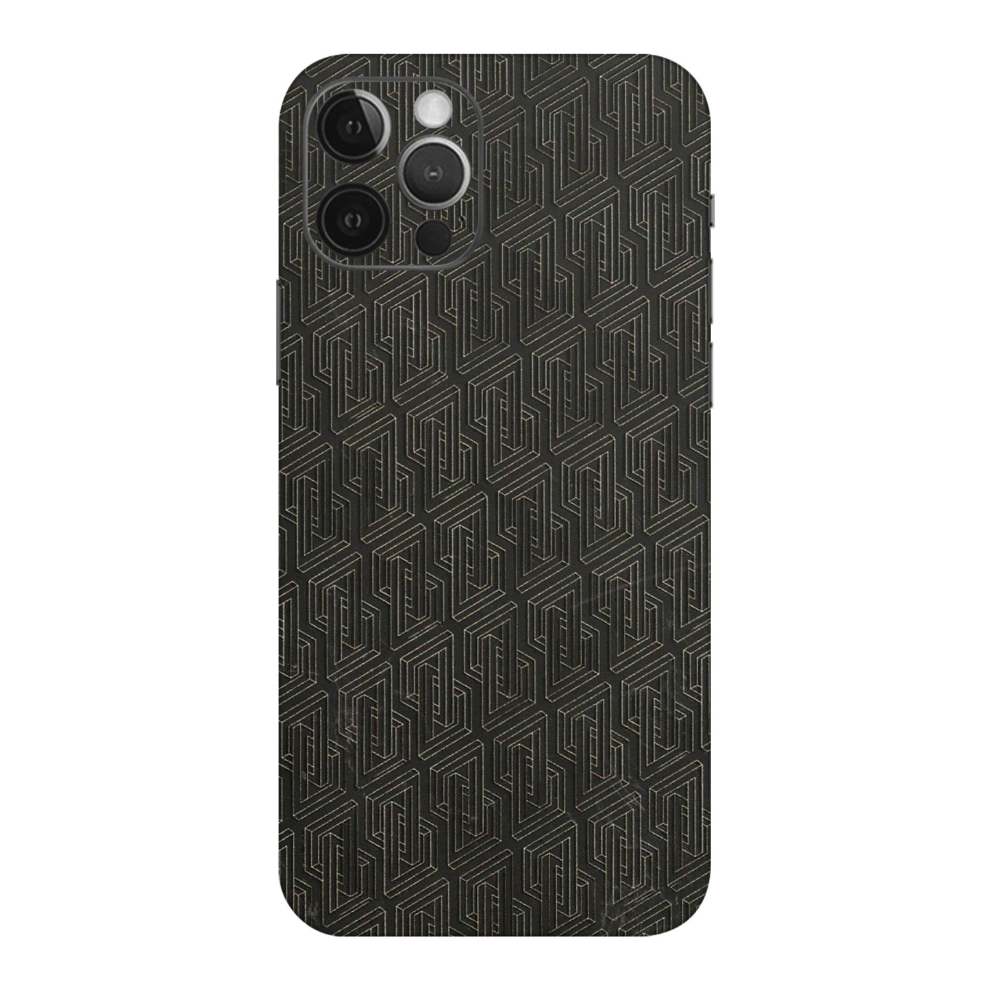 Apple iPhone Skins (All Models) - Black Abstract Pattern - 3D Embossed Finish (L-117) iPhone 12 Pro Max