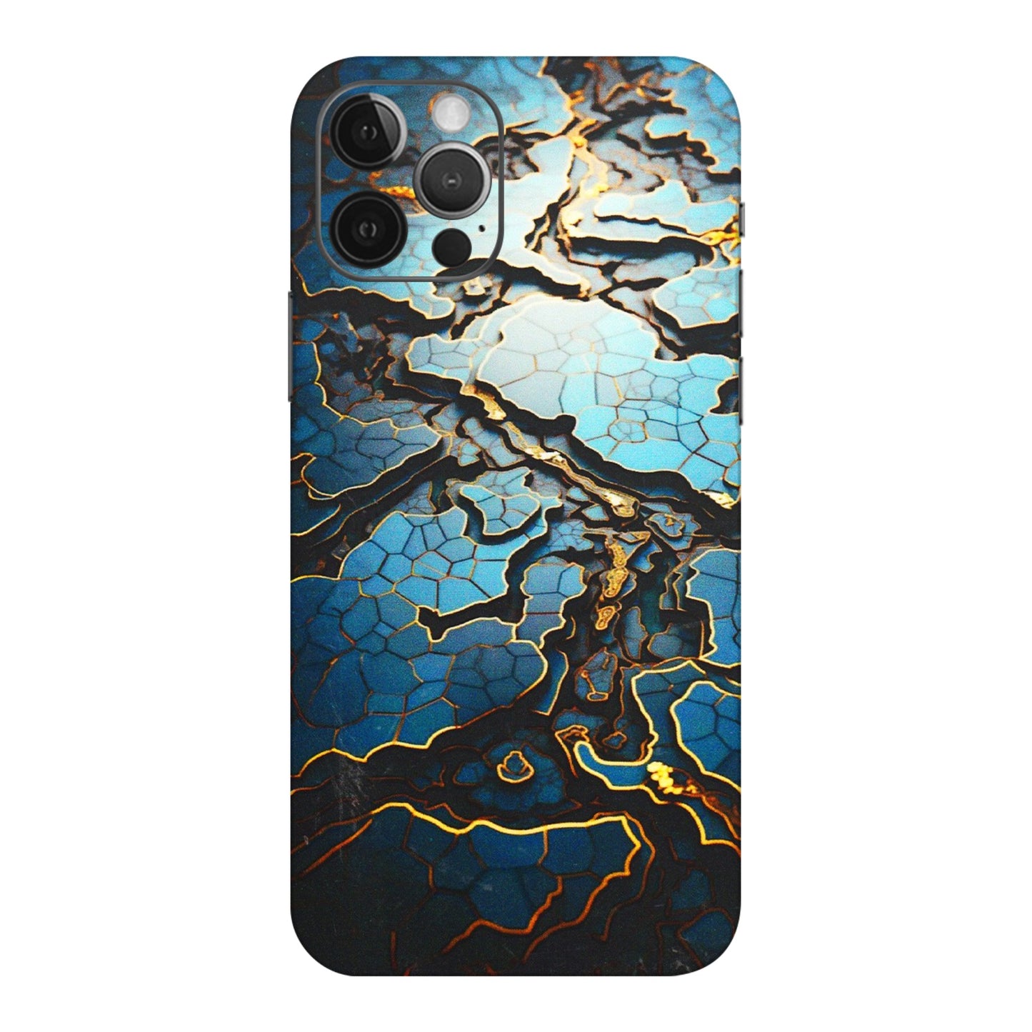 Apple iPhone Skins (All Models) - Blue Gold Abstract - 3D Embossed Finish (L-11) iPhone 12 Pro Max
