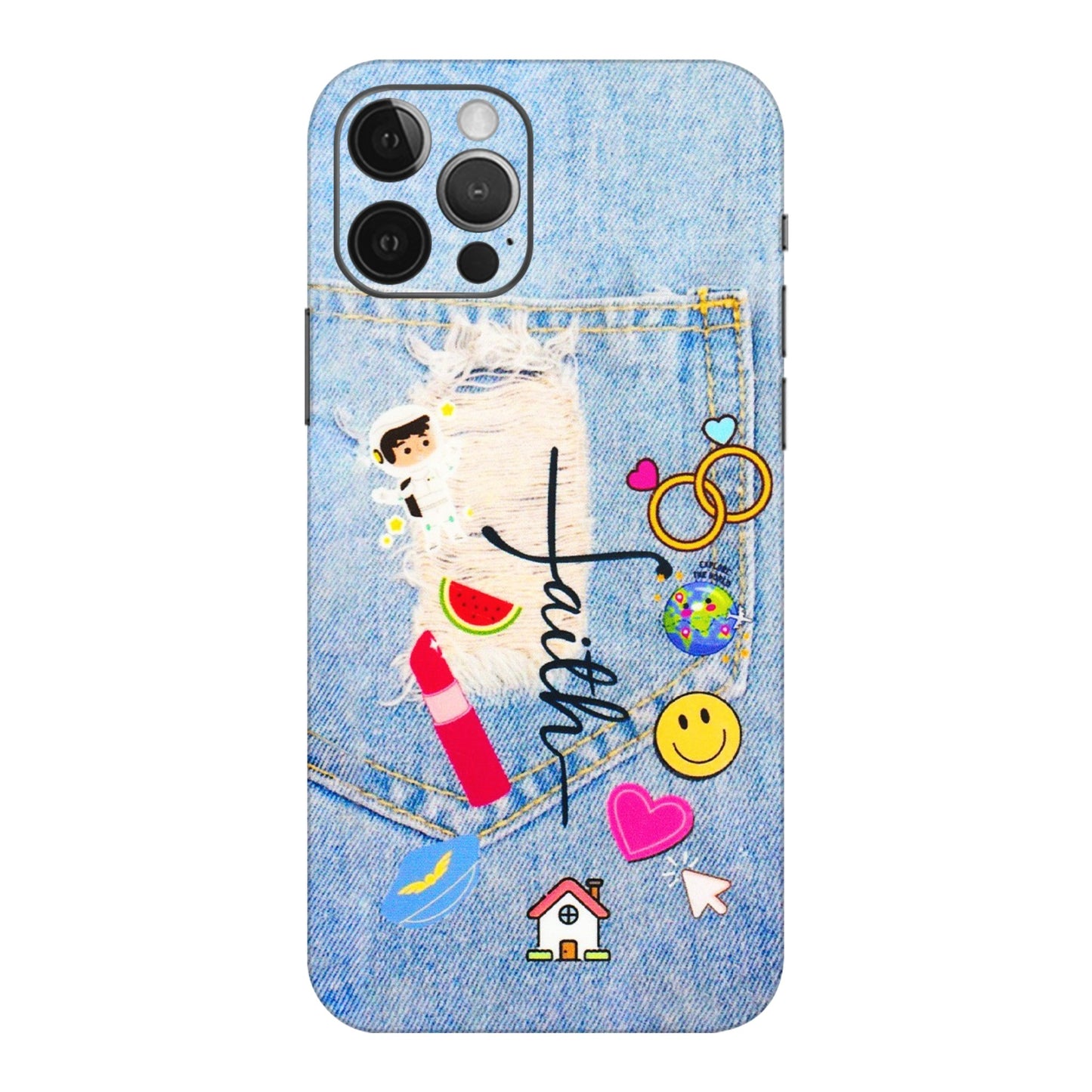 Apple iPhone Skins (All Models) - Denim Jeans Pocket - 3D Embossed Finish (L-134) iPhone 12 Pro Max