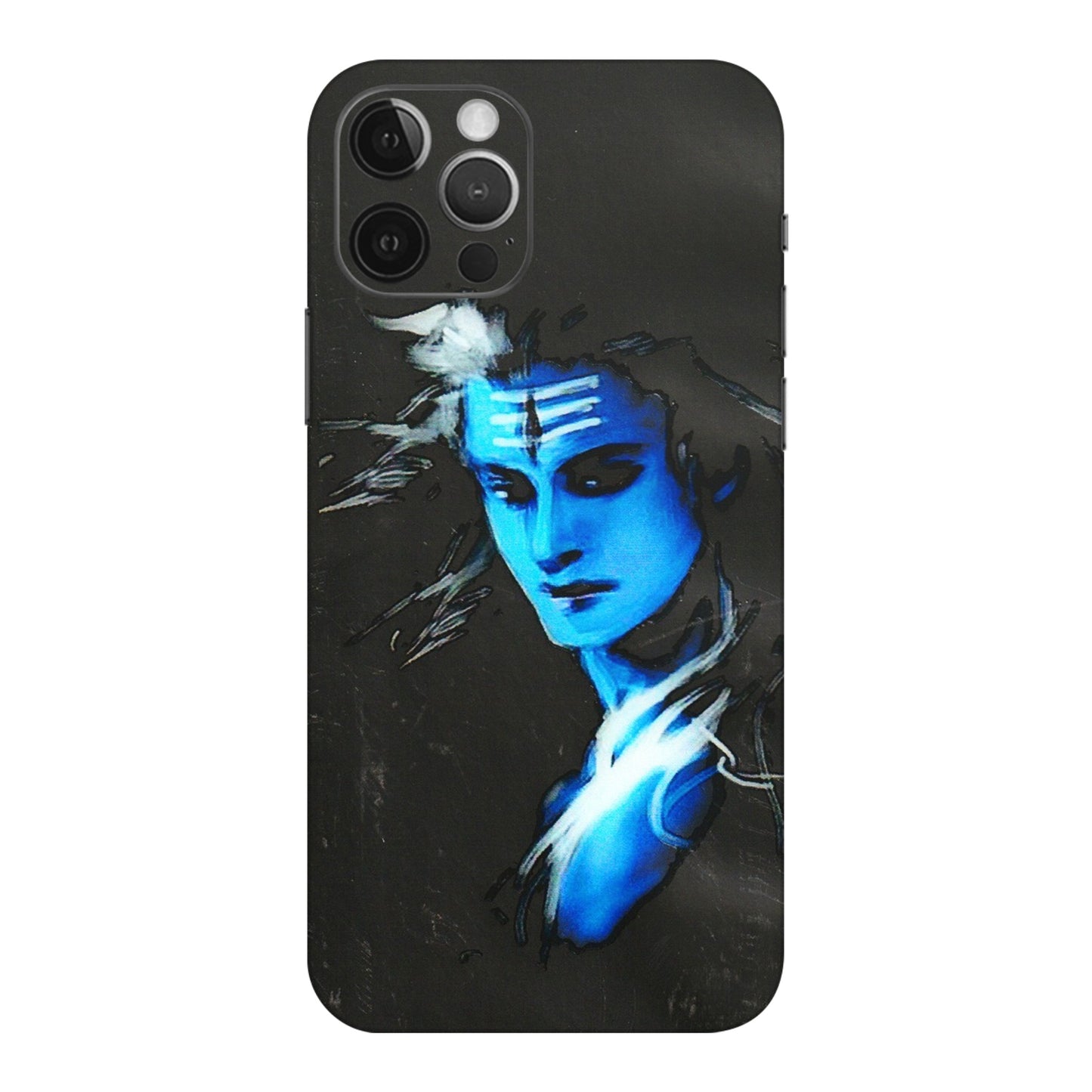 Apple iPhone Skins (All Models) - Har Har Mahadev Blue/Black - 3D Embossed Finish (L-185) iPhone 12 Pro Max