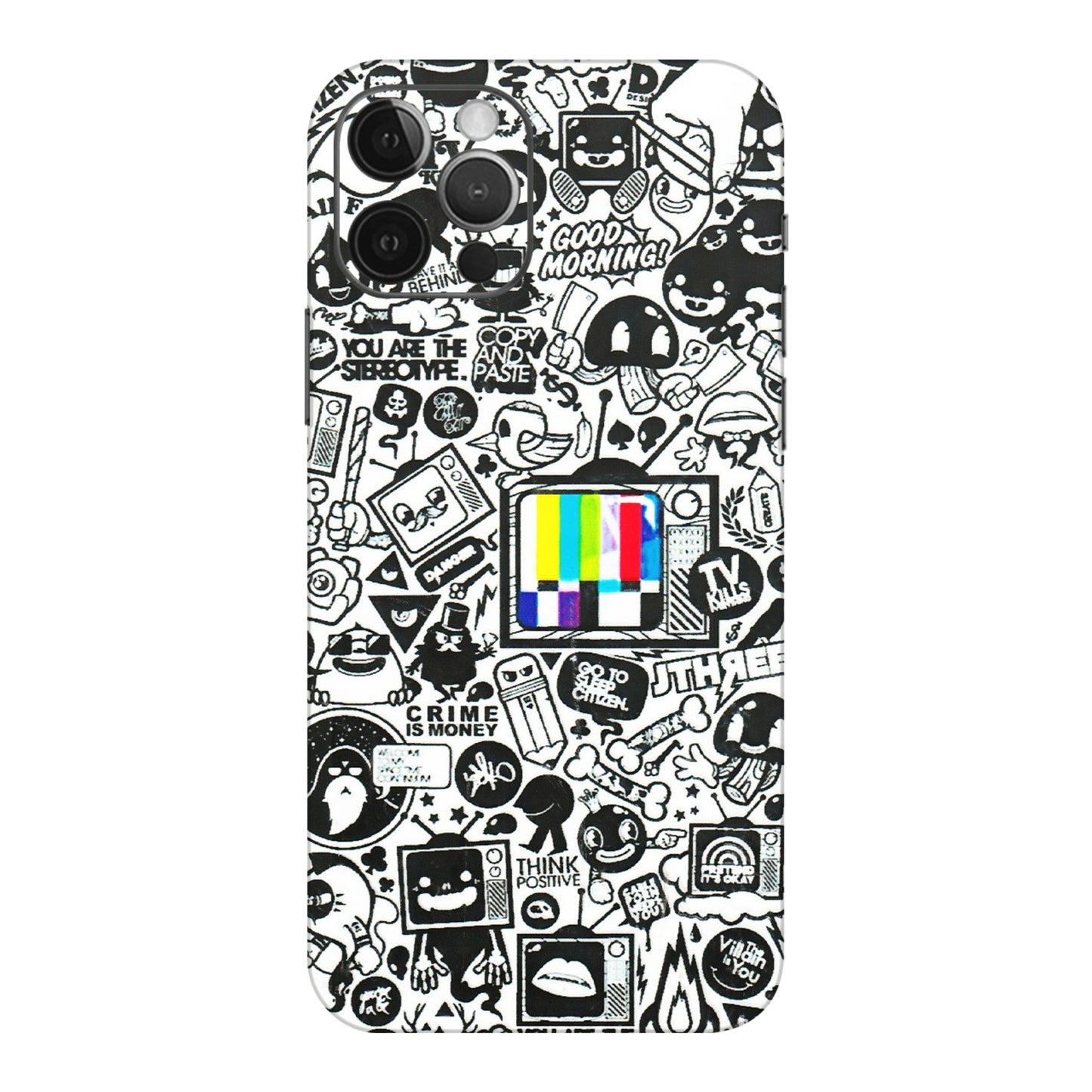 Apple iPhone Skins (All Models) - Doodles Positive Art - 3D Embossed Finish (L-263) iPhone 12 Pro Max