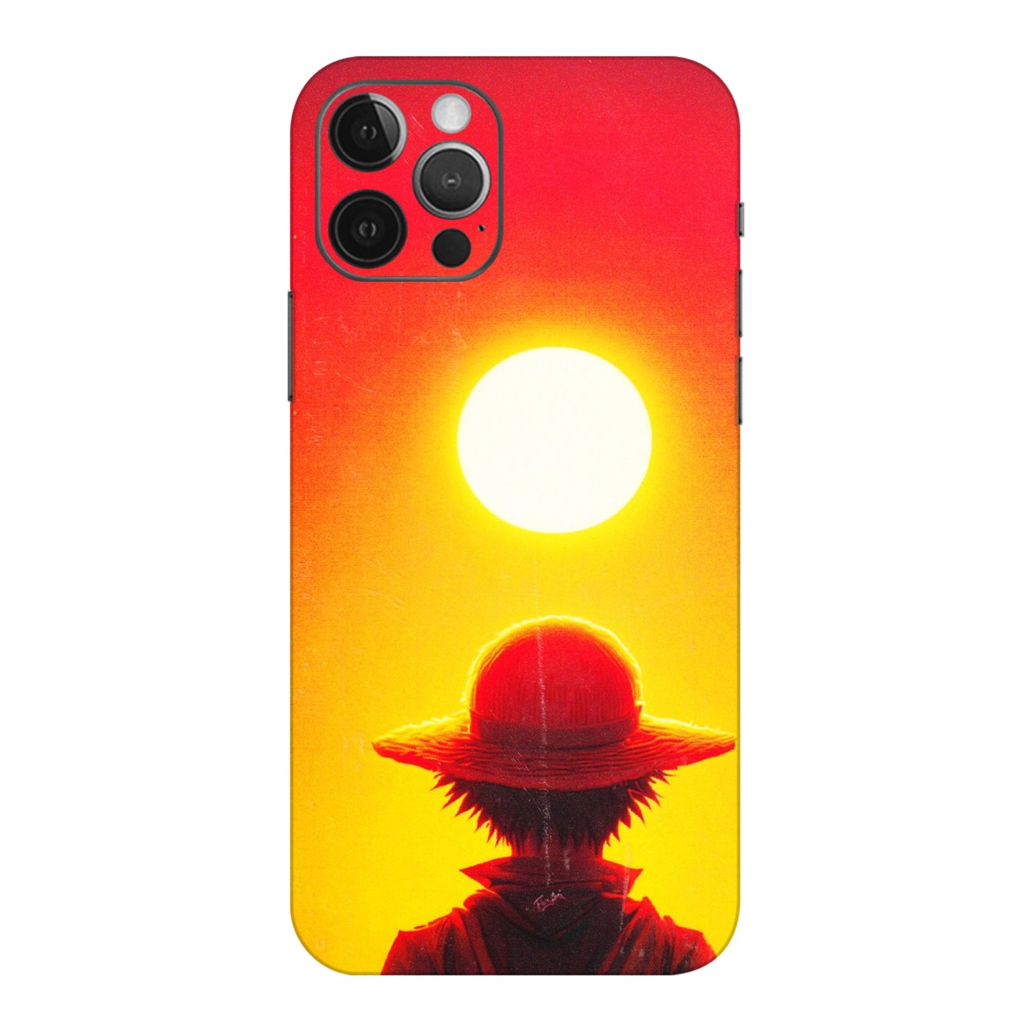 Apple iPhone Skins (All Models) - Cool Sunset With Monkey D.Luffy Anime - 3D Embossed Finish (L-329) iPhone 12 Pro Max